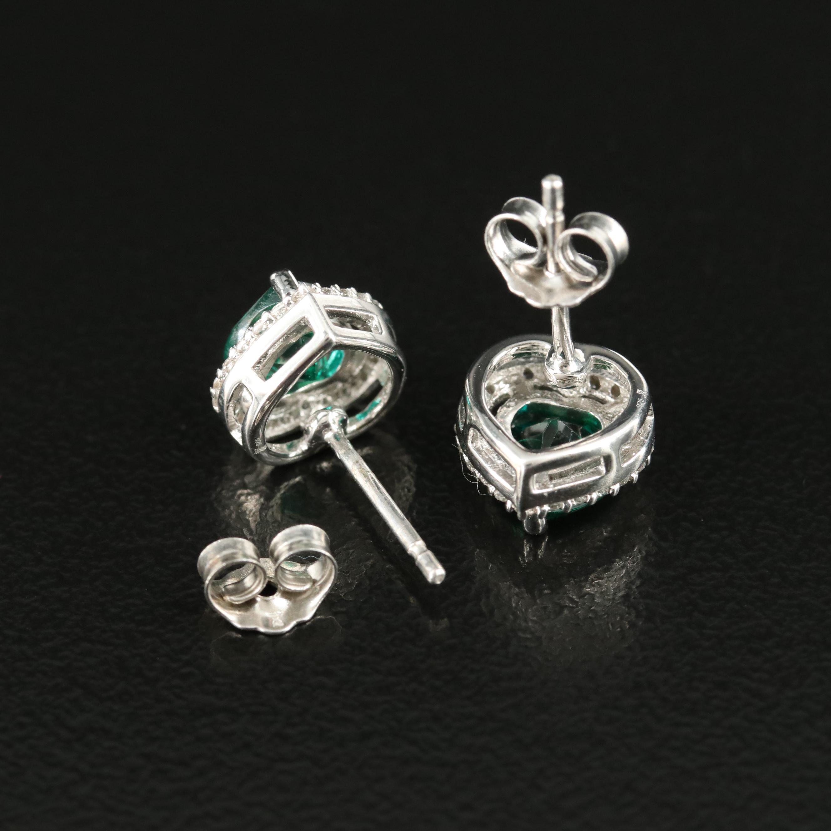 Sterling Emerald and Sapphire Heart Earrings
