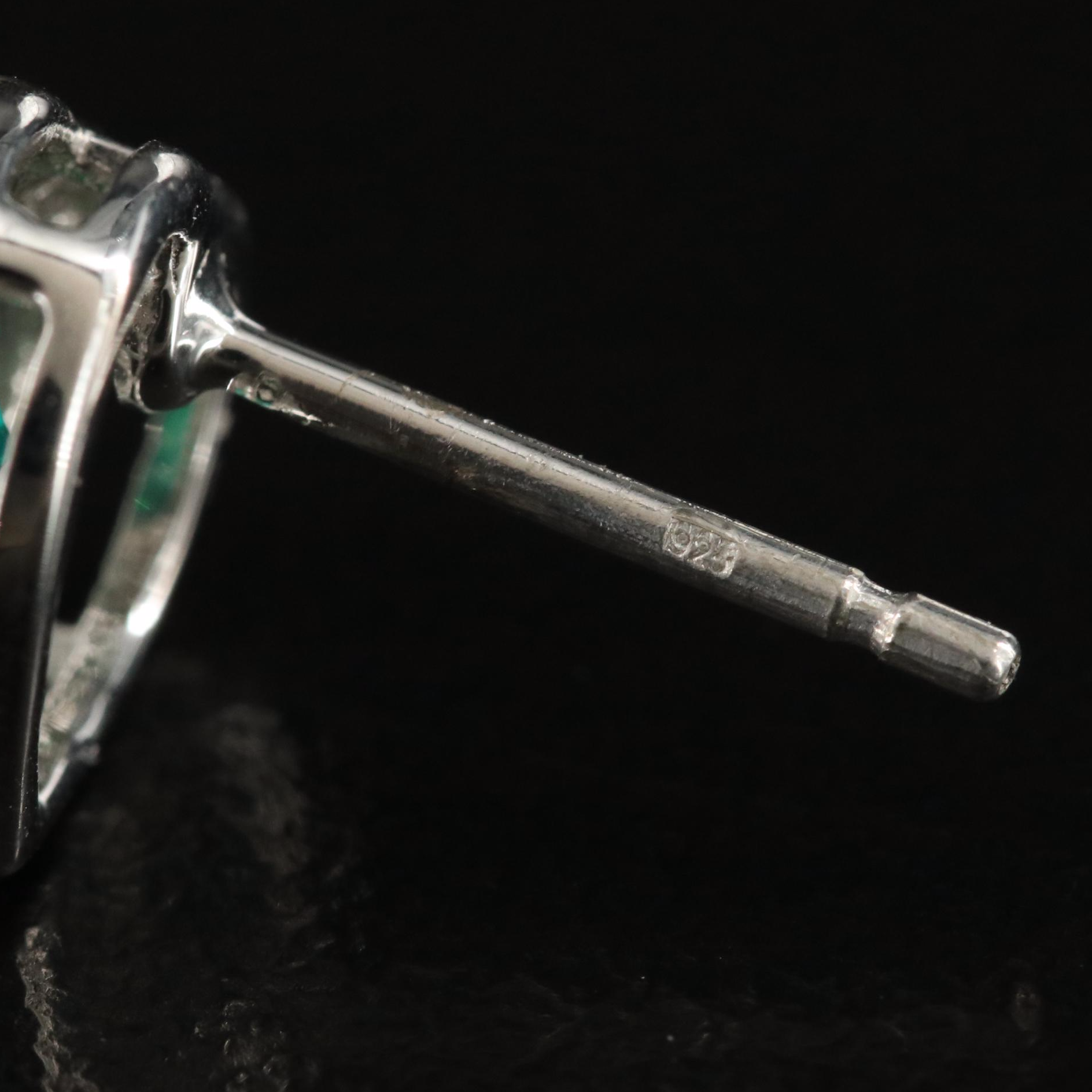 Sterling Emerald and Sapphire Heart Earrings