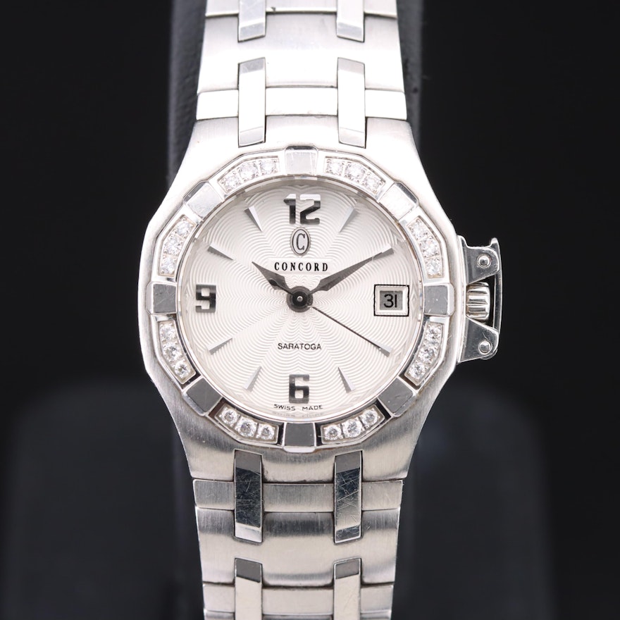 Concord Saratoga Stainless Steel Diamond Wristwatch