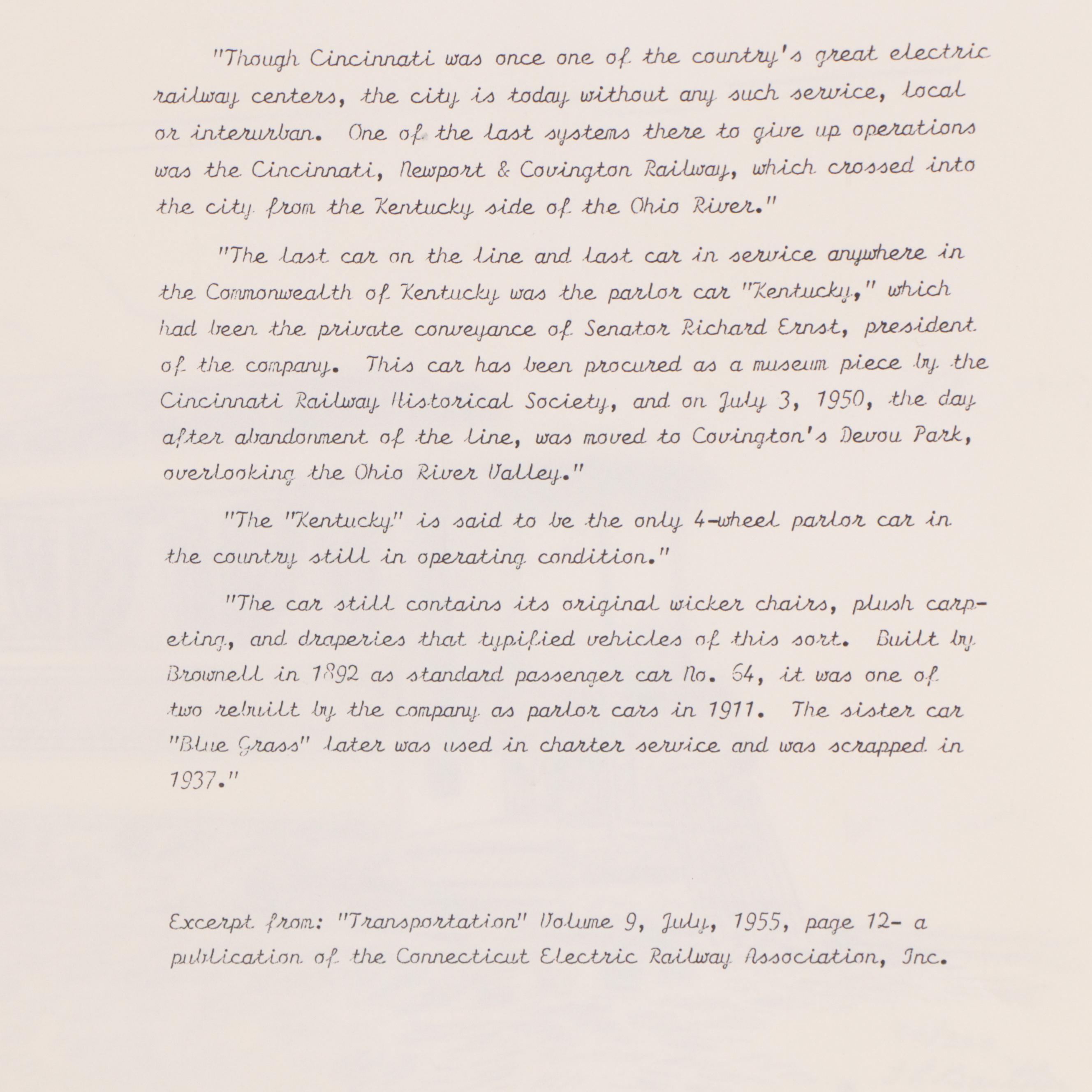 Thomas Gaither Lithograph "The 'Kentucky' "