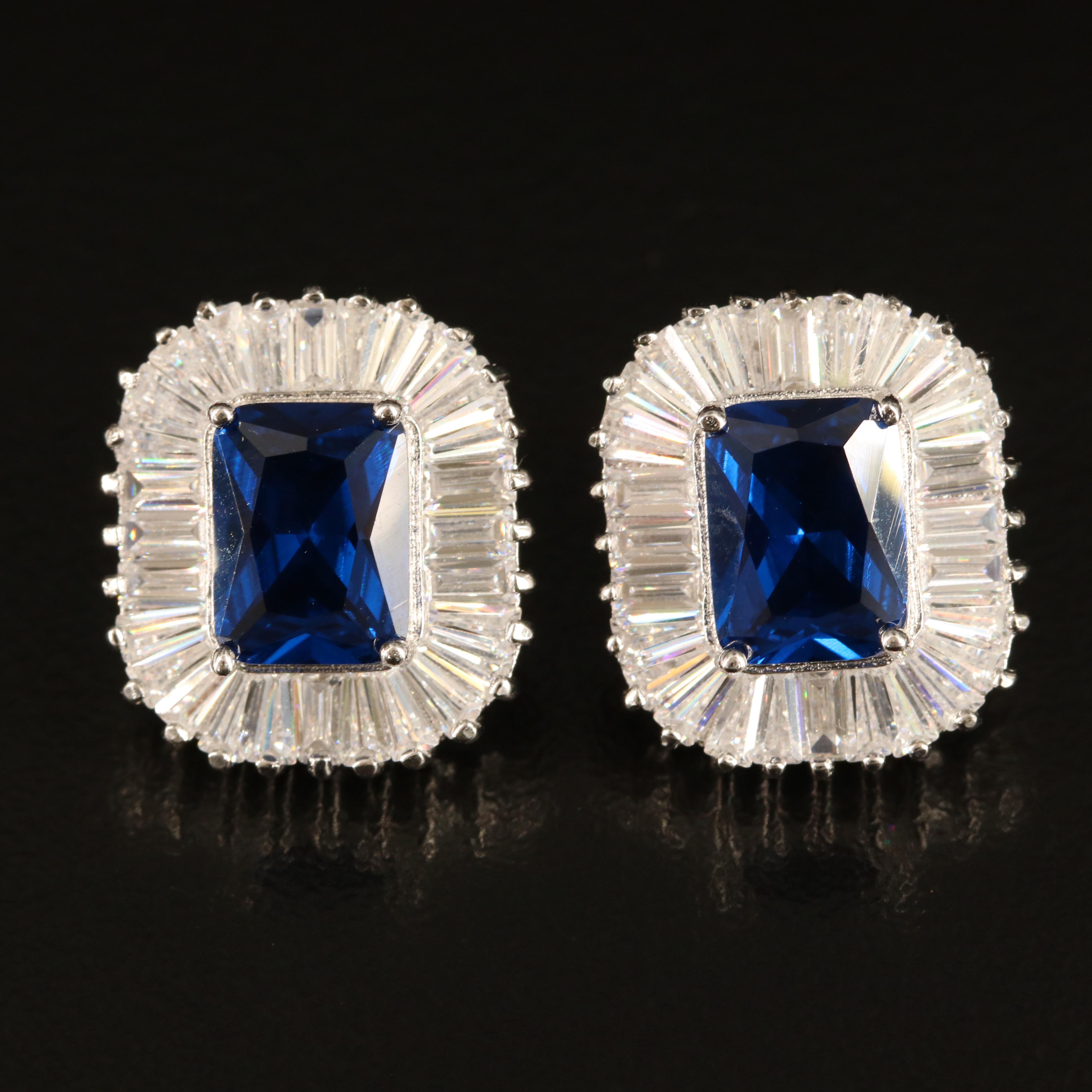 Sterling Spinel and Cubic Zirconia Earrings