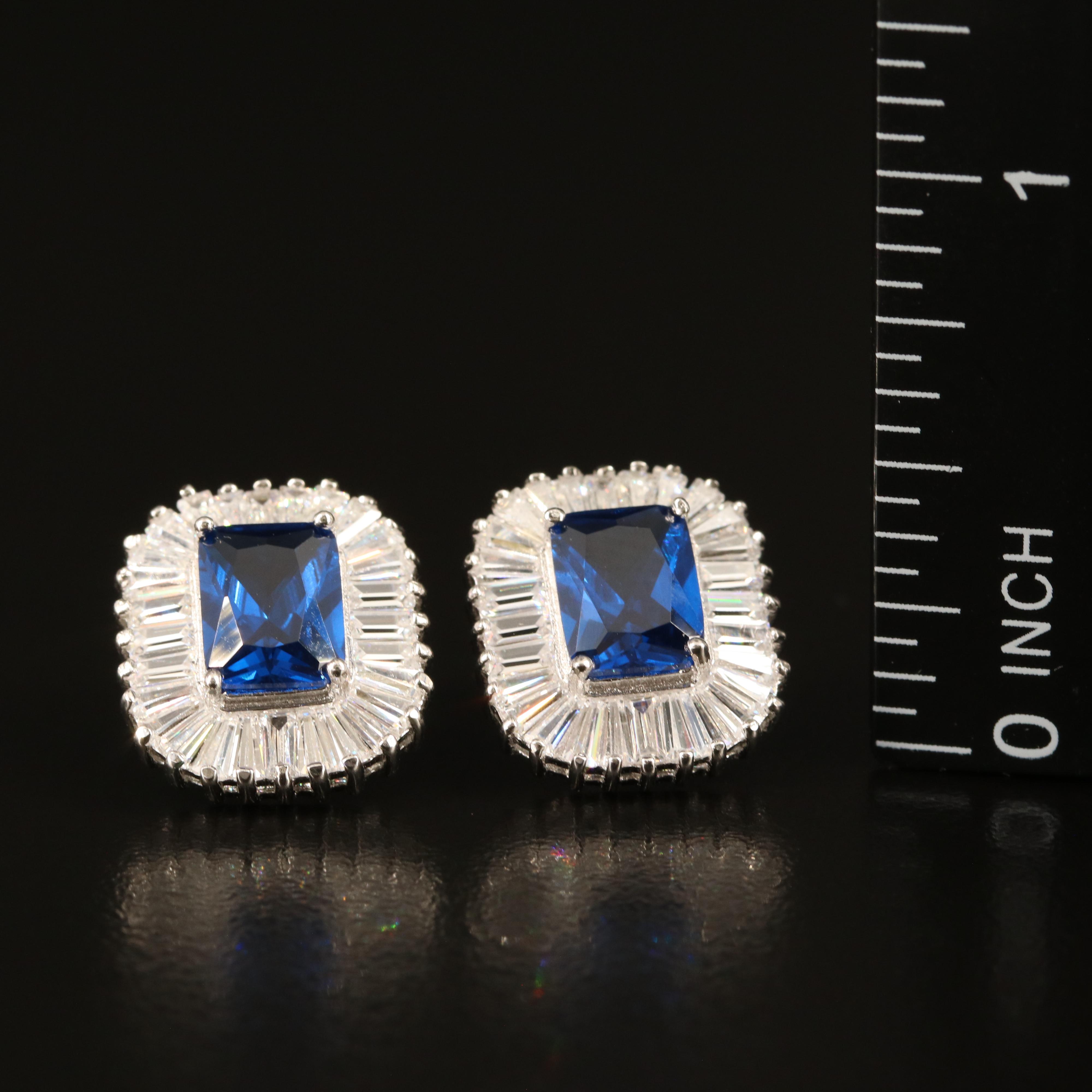 Sterling Spinel and Cubic Zirconia Earrings