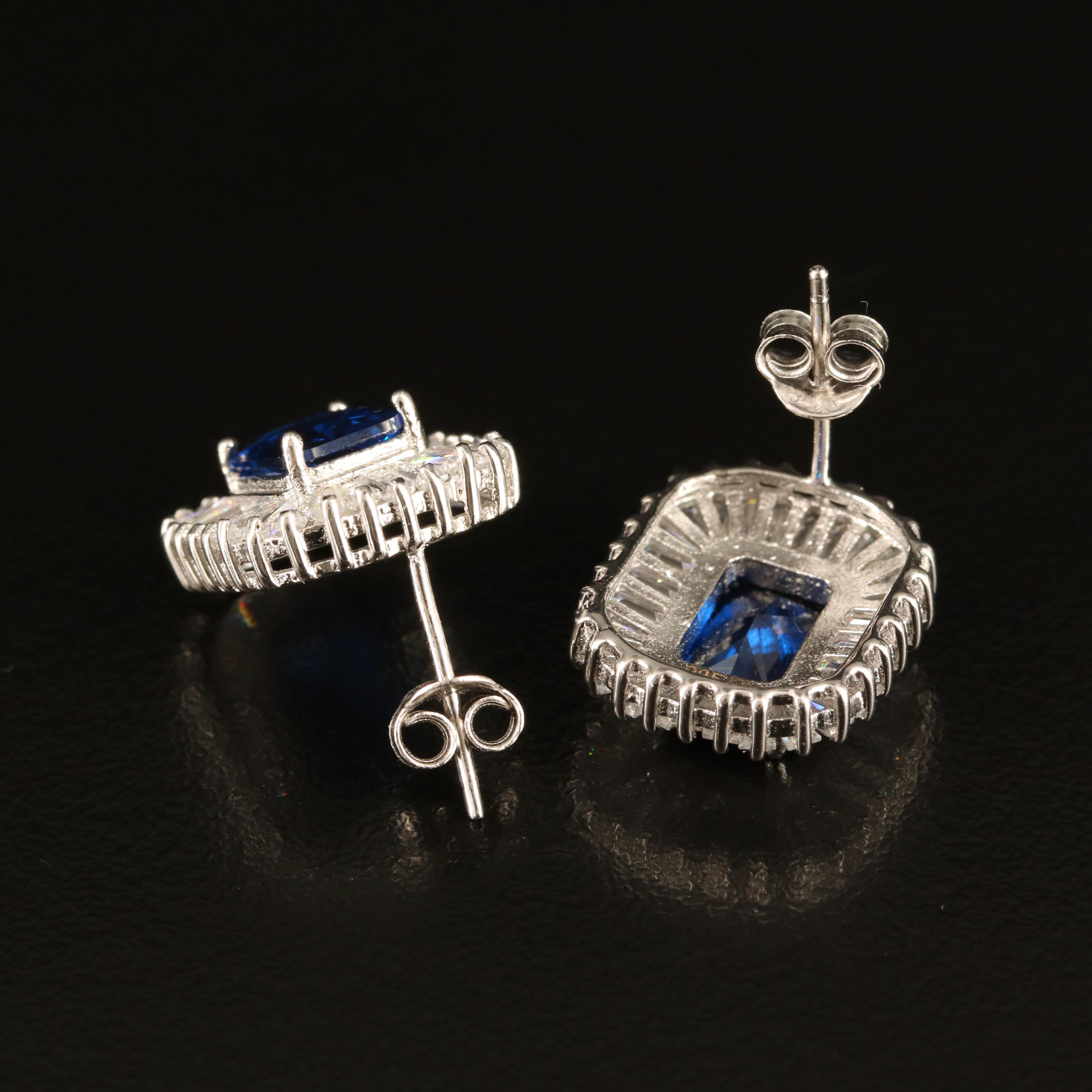 Sterling Spinel and Cubic Zirconia Earrings