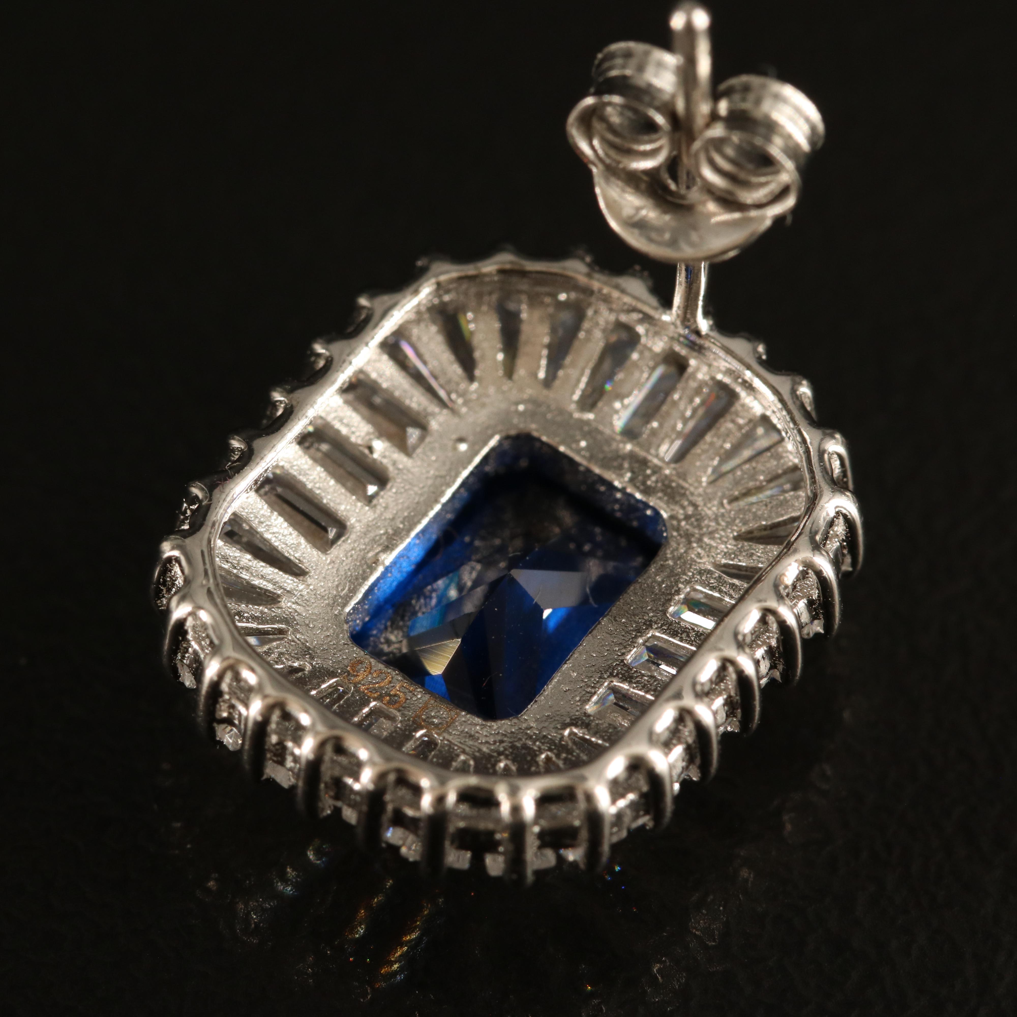 Sterling Spinel and Cubic Zirconia Earrings