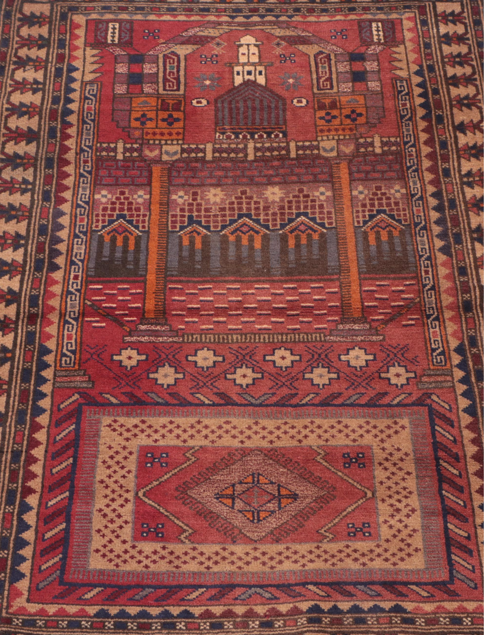 3' x 4'4 Hand-Knotted Afghan Prayer Rug