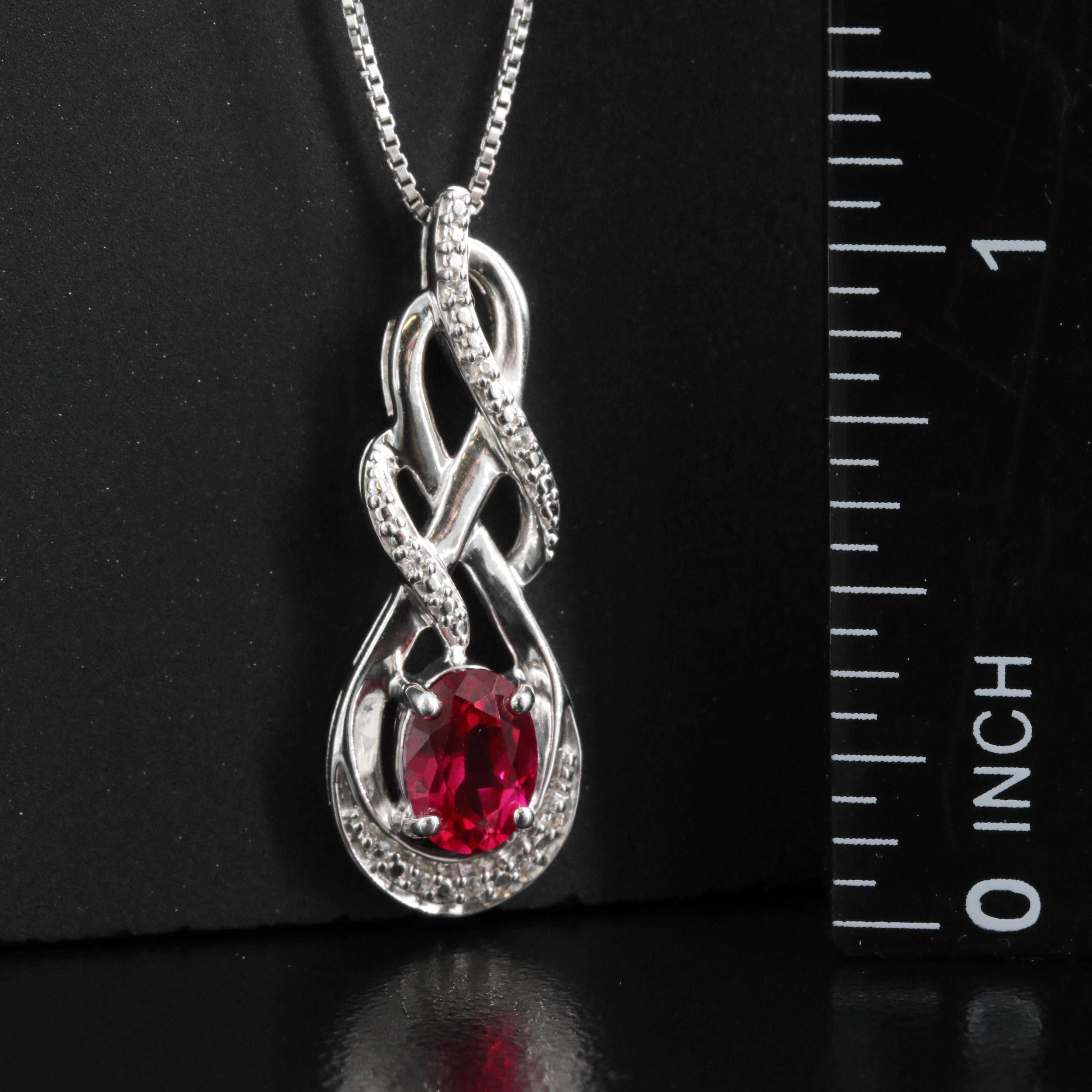 Sterling Ruby and Sapphire Pendant Necklace