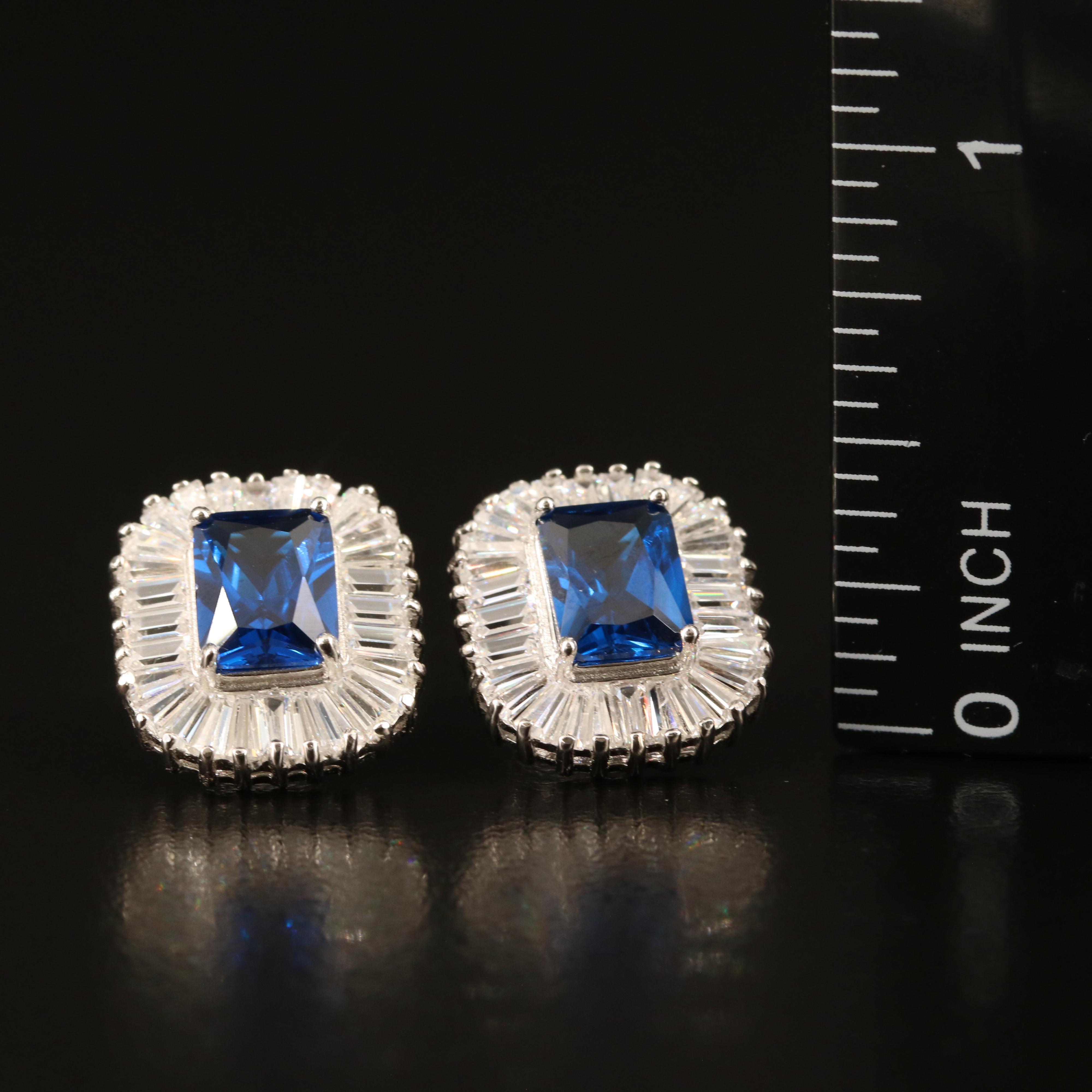 Sterling Spinel and Cubic Zirconia Earrings