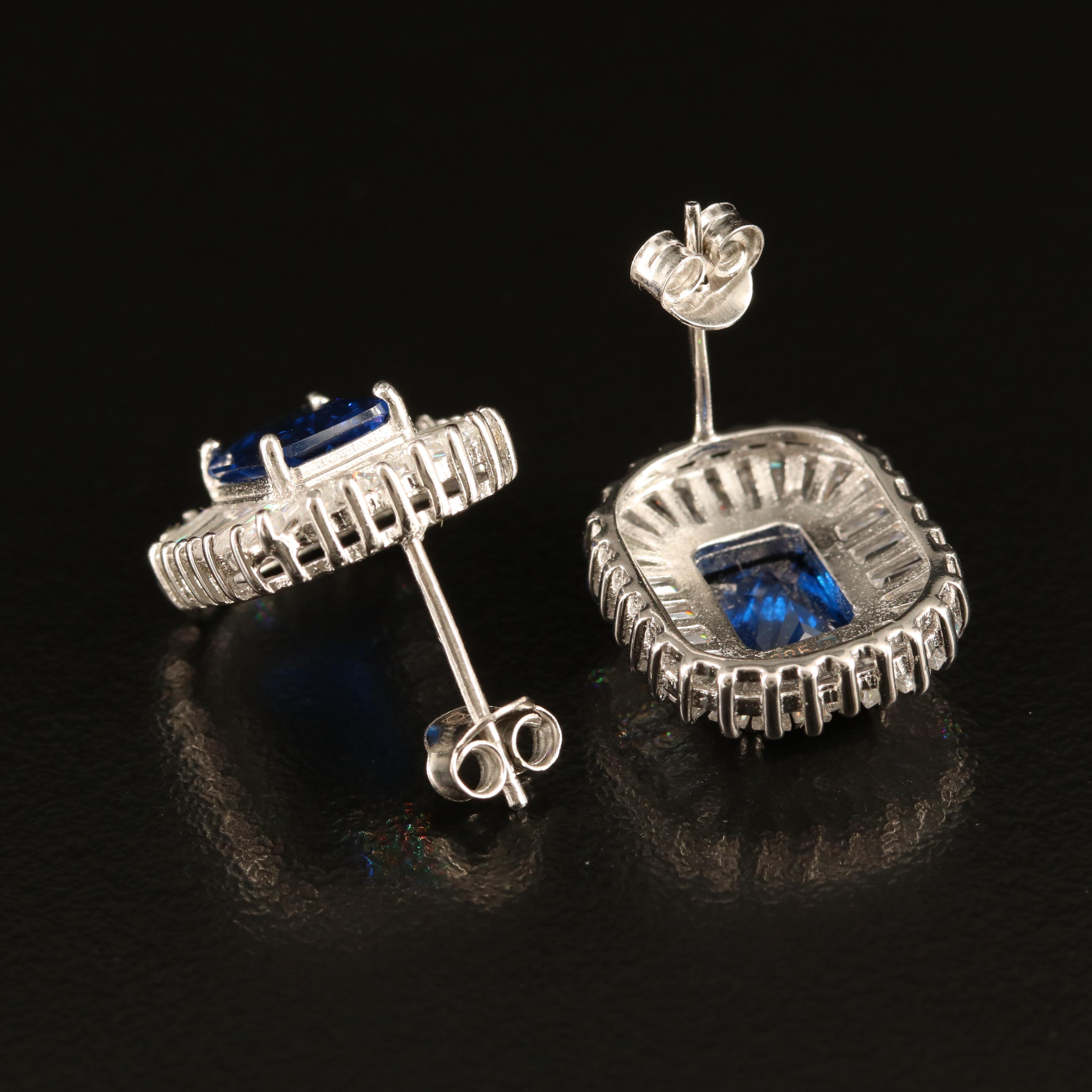 Sterling Spinel and Cubic Zirconia Earrings