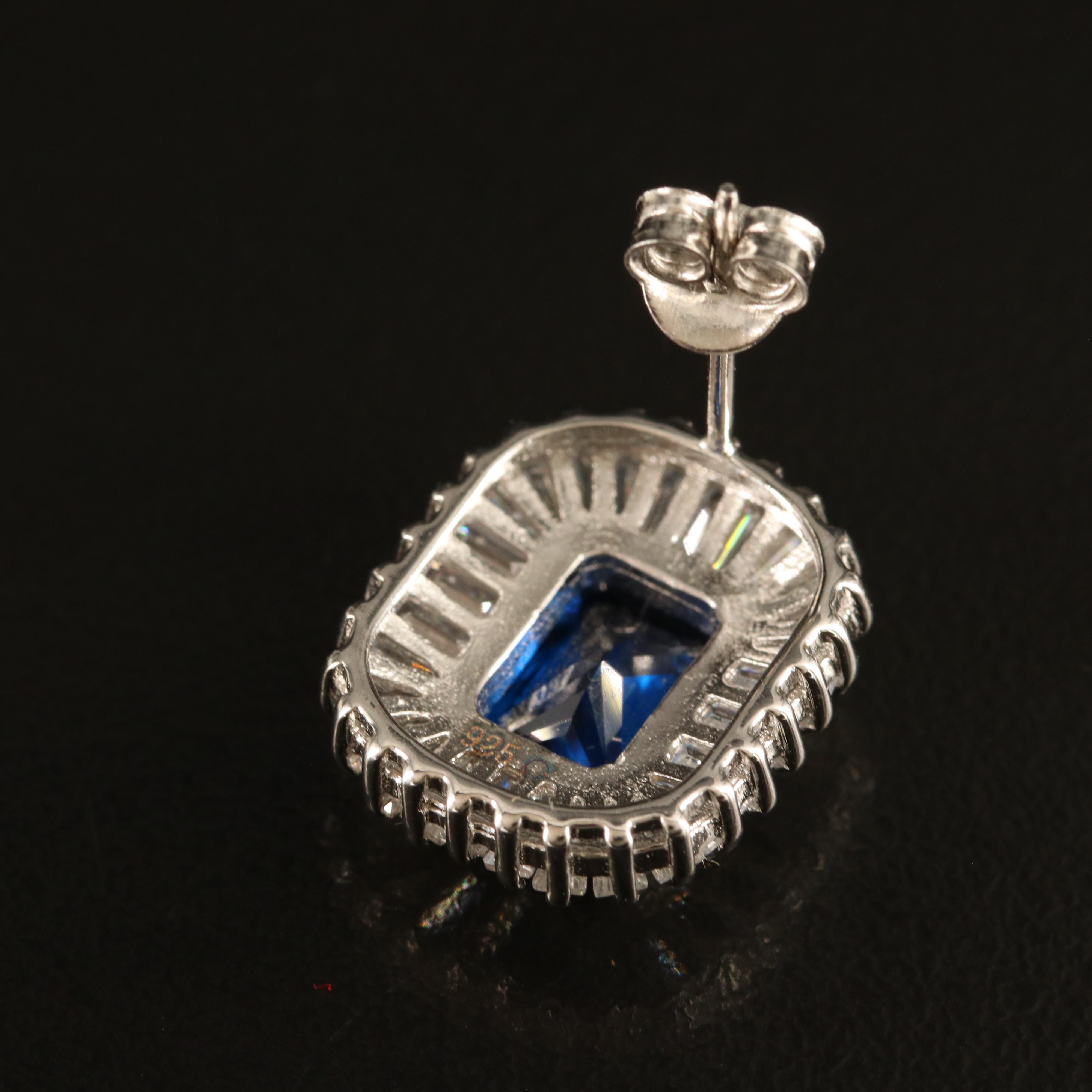 Sterling Spinel and Cubic Zirconia Earrings