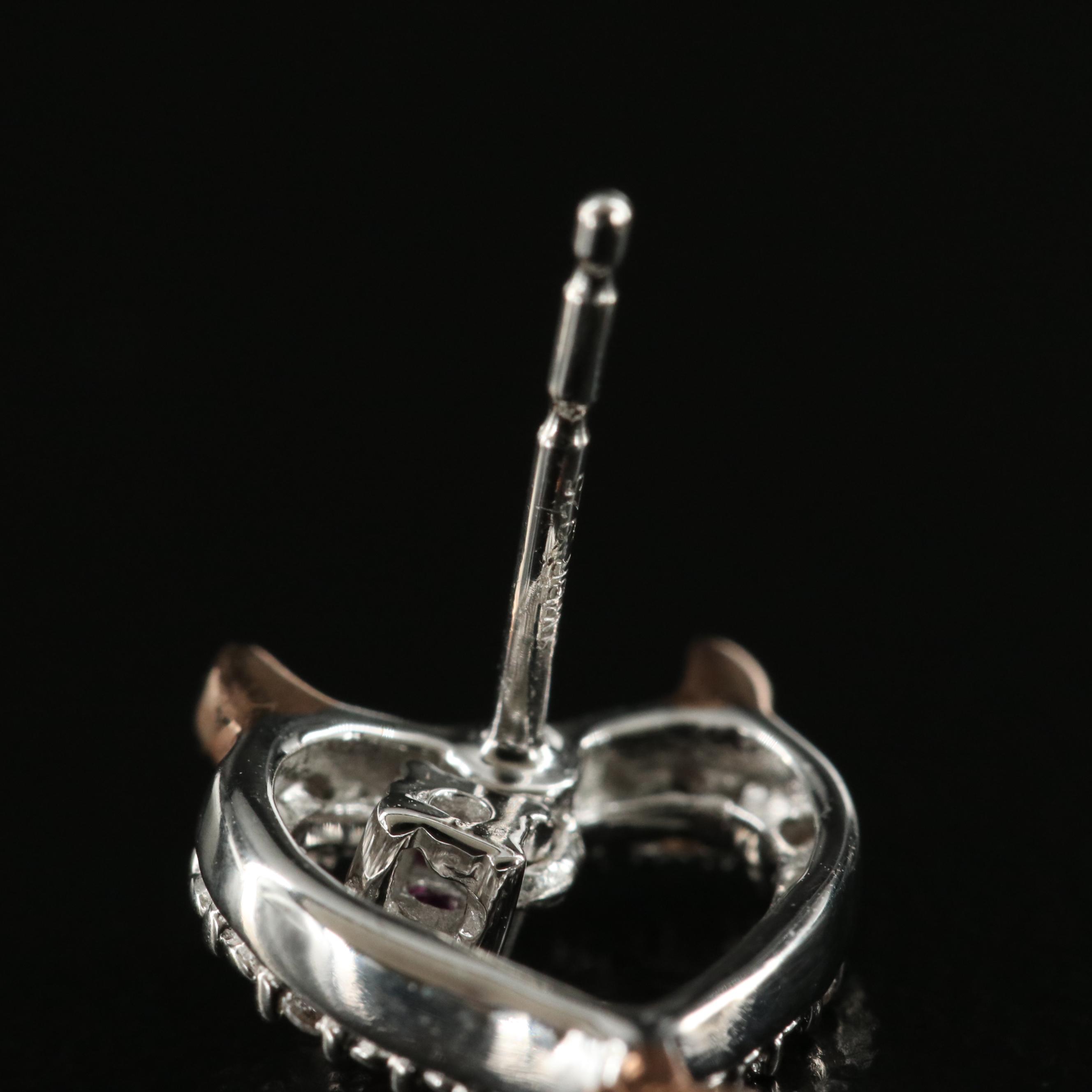 Sterling Ruby and Cubic Zirconia Devil Heart Earrings