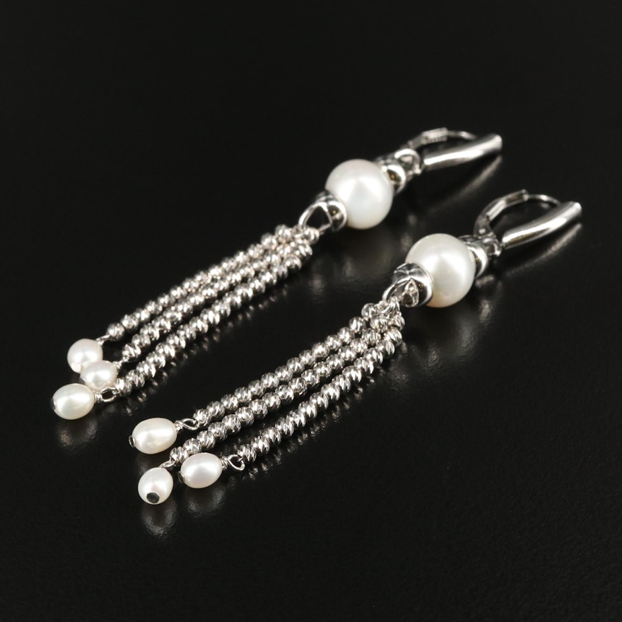 Sterling Pearl Tassel Earrings