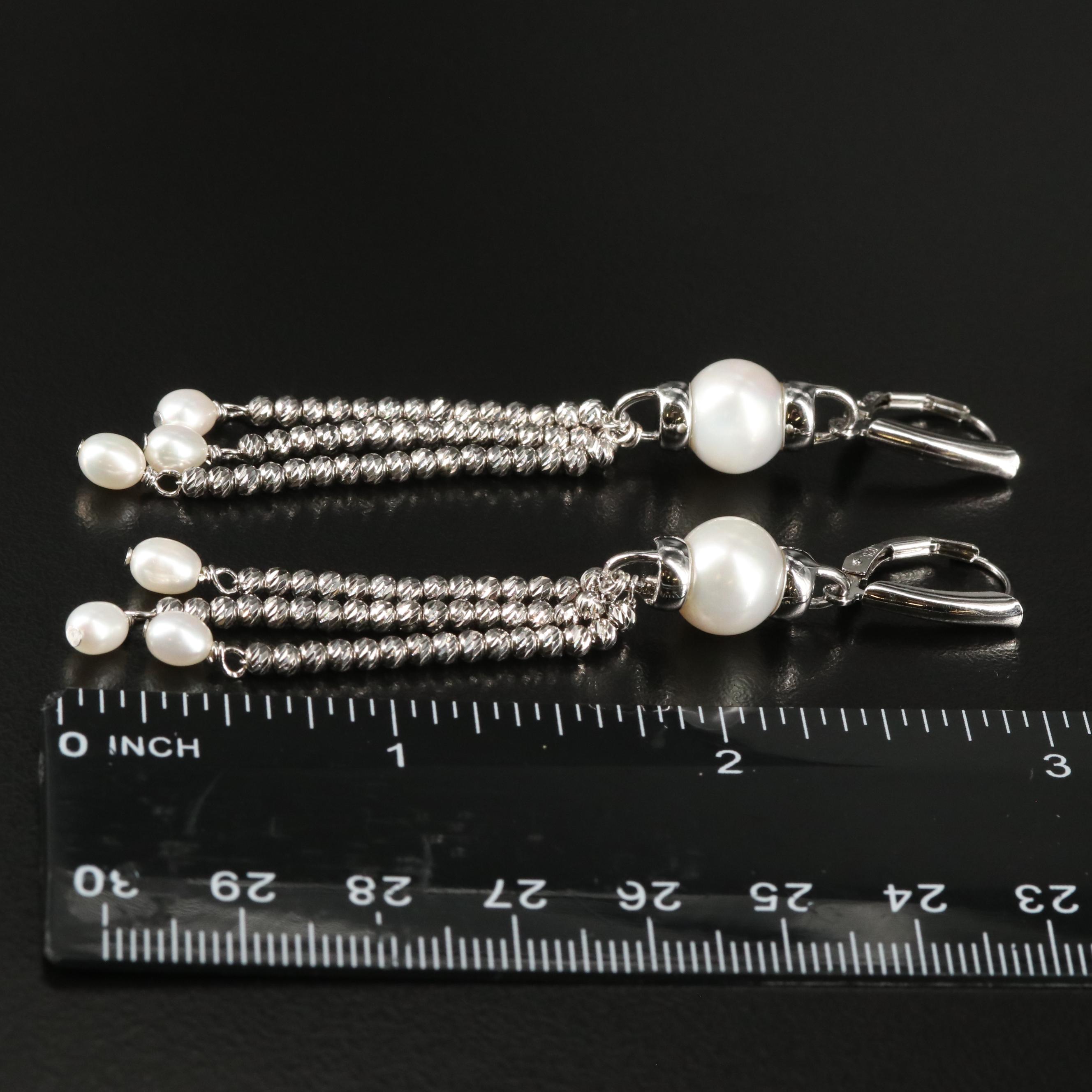 Sterling Pearl Tassel Earrings