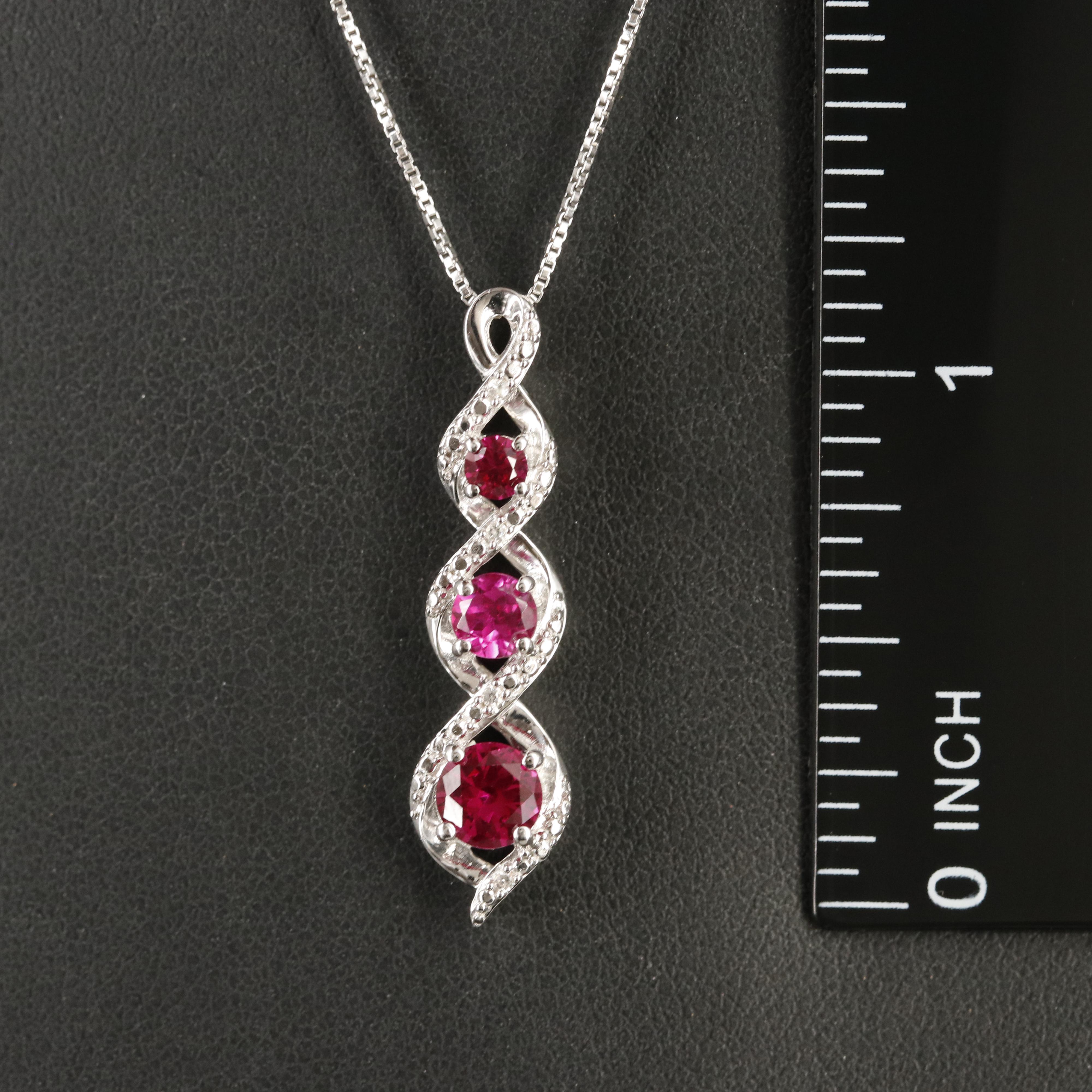 Sterling Ruby and Sapphire Pendant Necklace