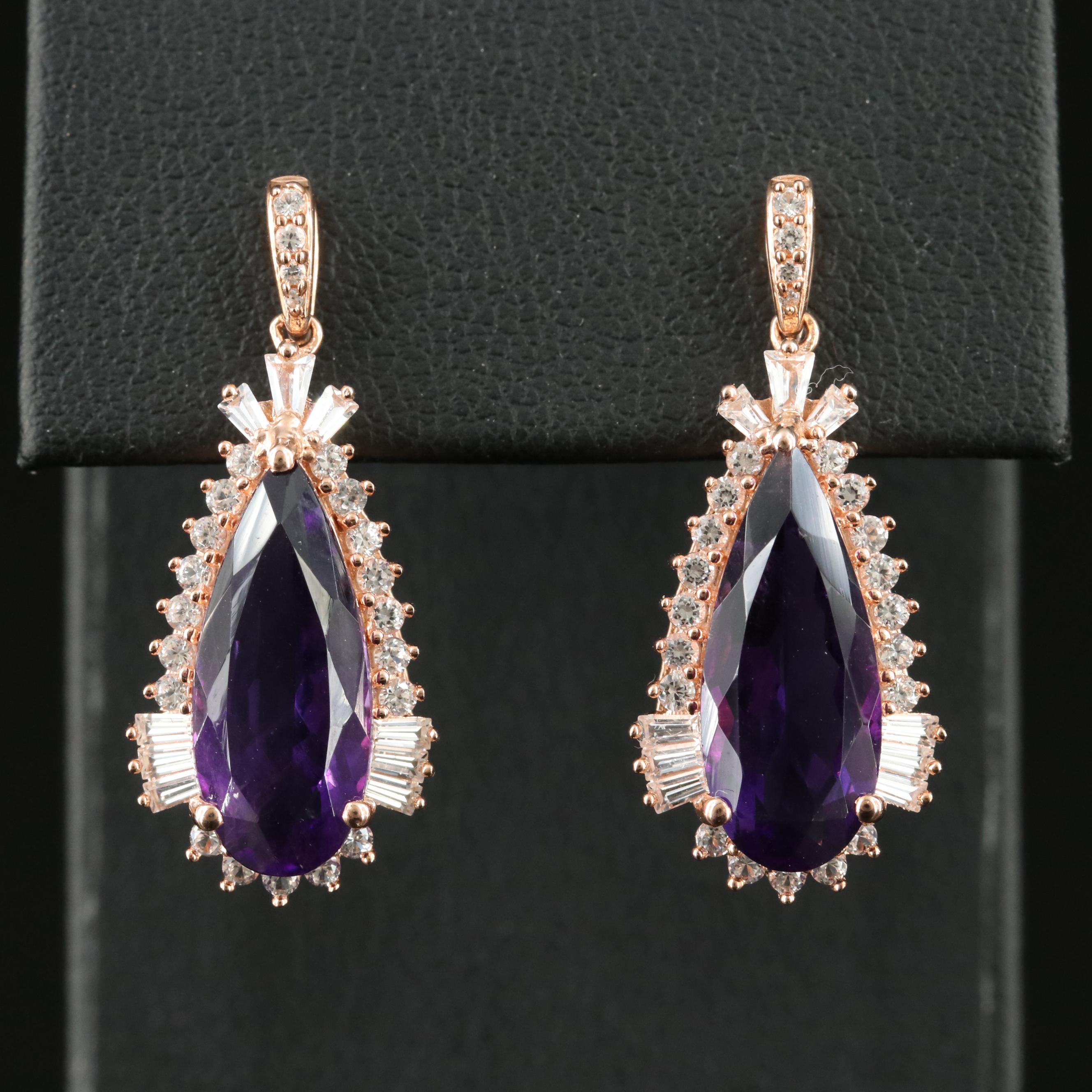 Sterling Amethyst and Sapphire Earrings