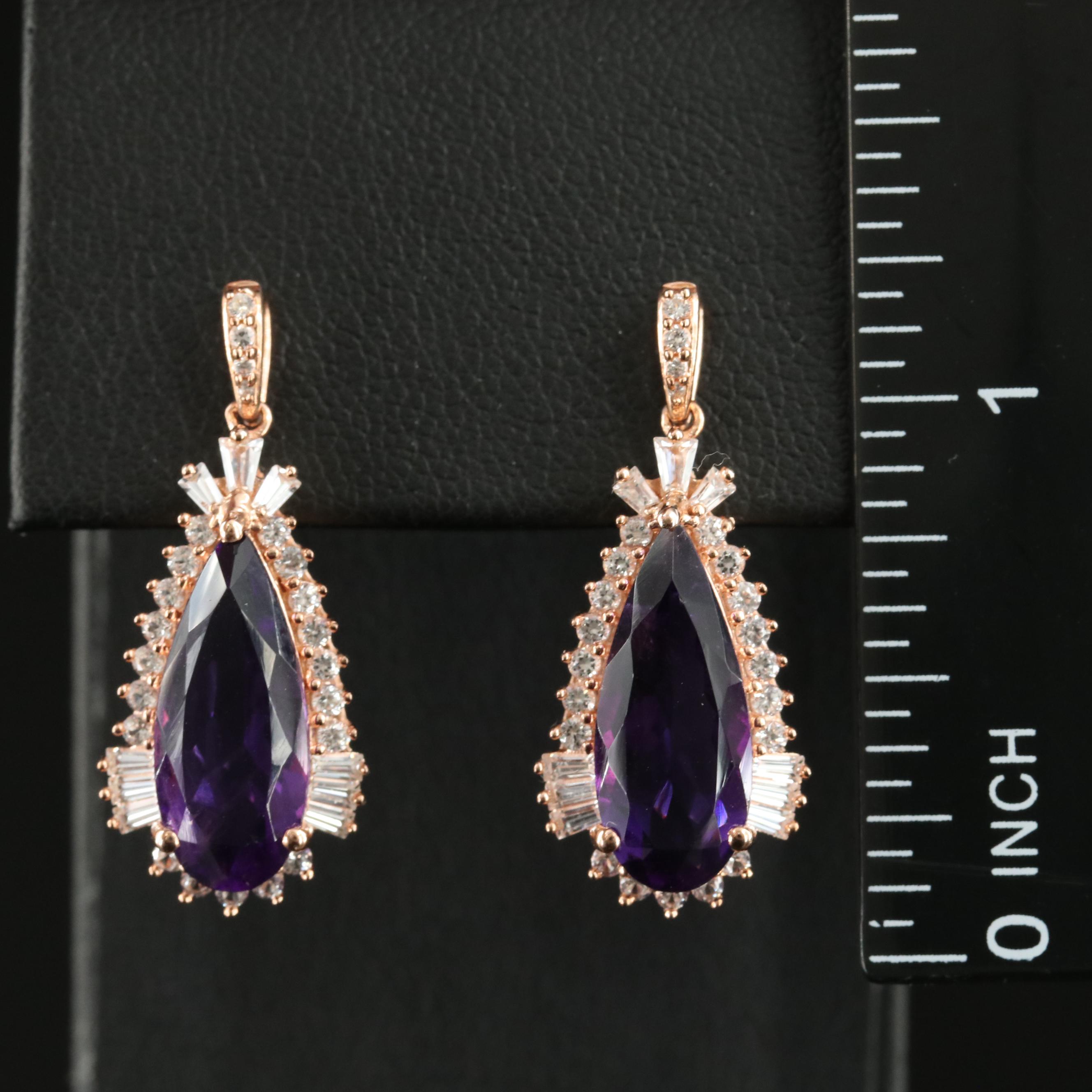 Sterling Amethyst and Sapphire Earrings