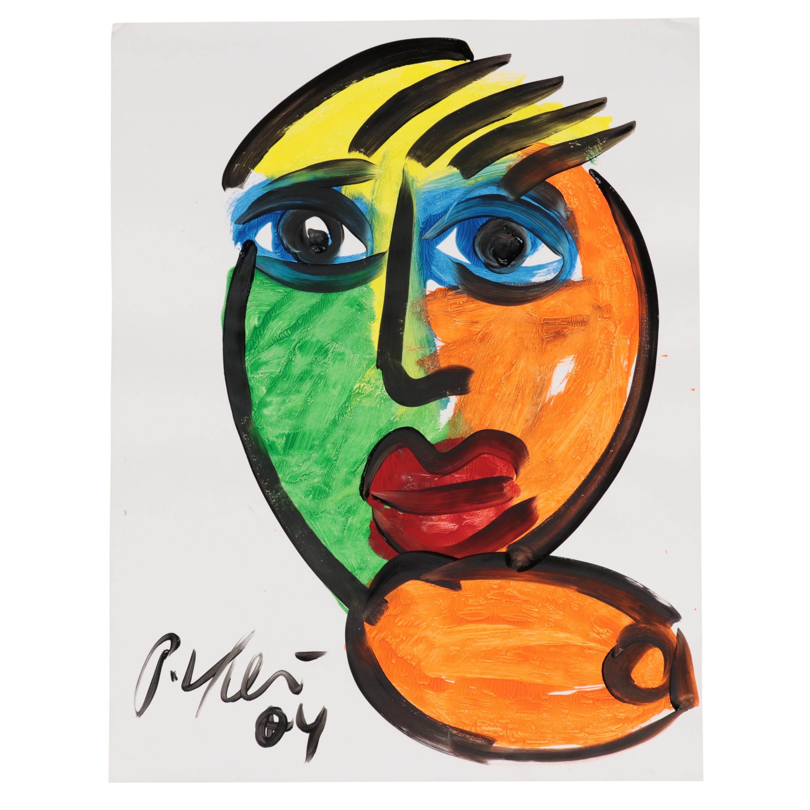 Peter Keil Abstract Portrait Acrylic Painting