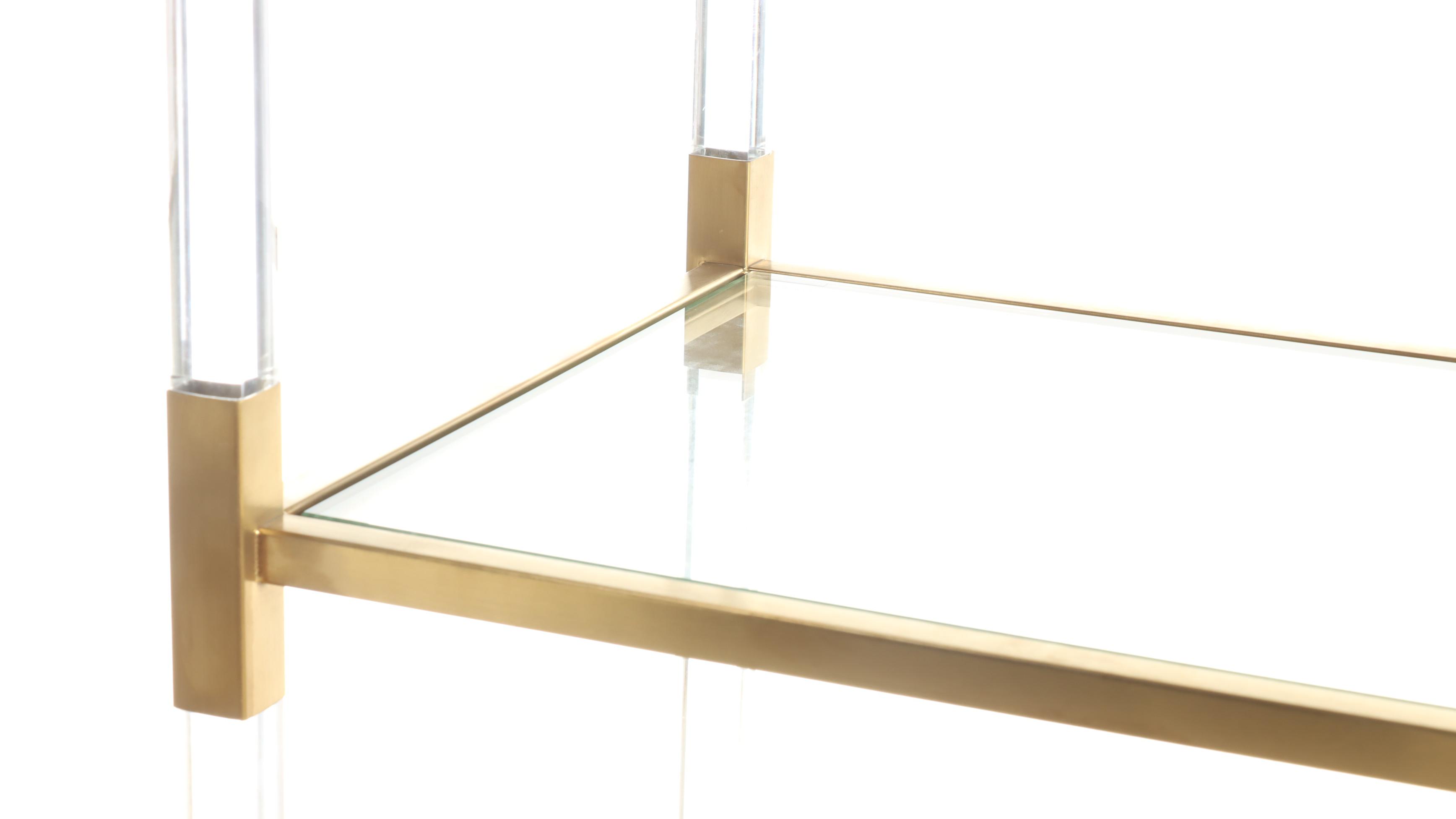 Blink Home Acrylic, Gold Tone Metal and Glass Shelf Étagère Bookcase