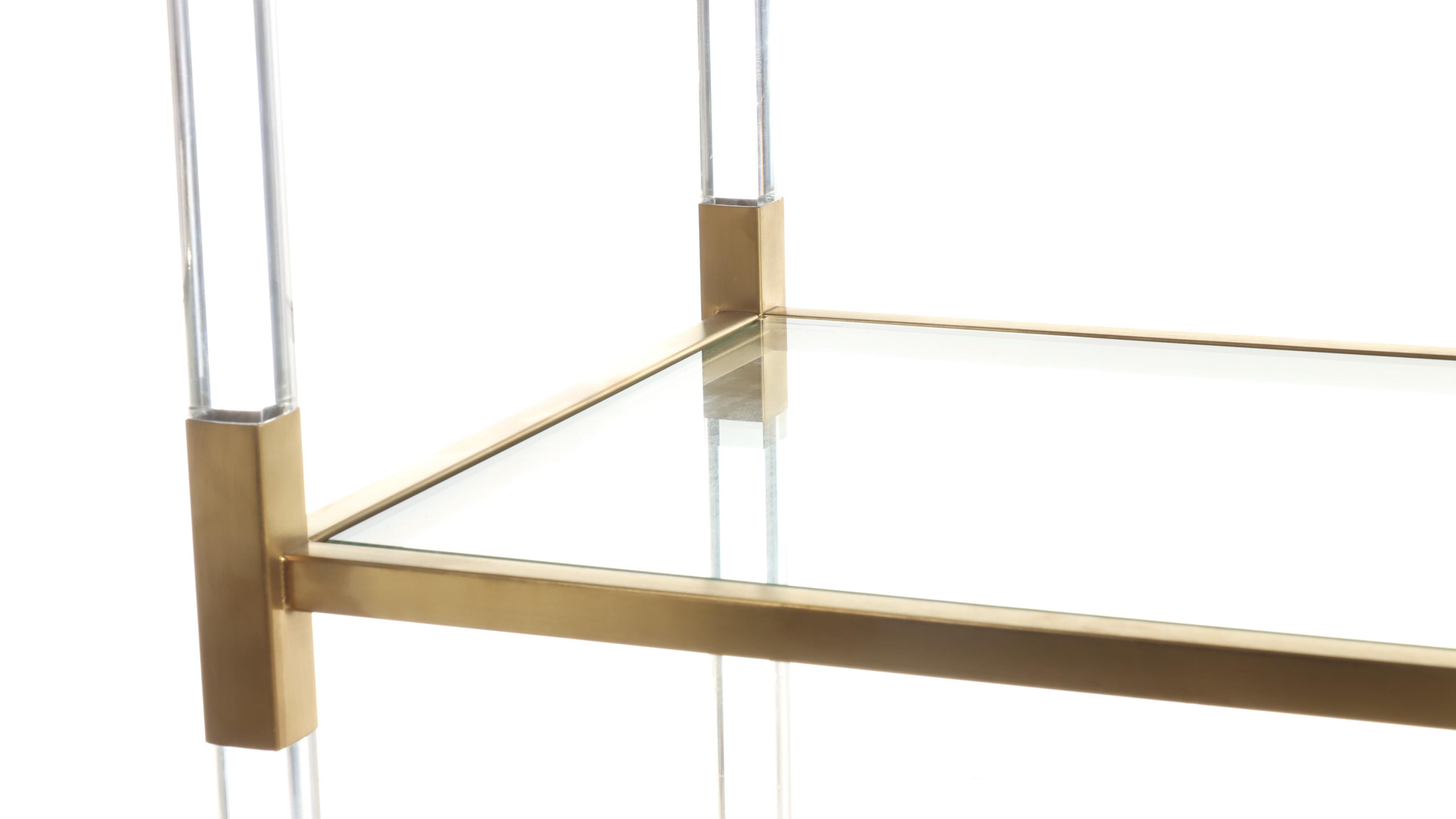 Blink Home Acrylic, Gold Tone Metal and Glass Shelf Étagère Bookcase