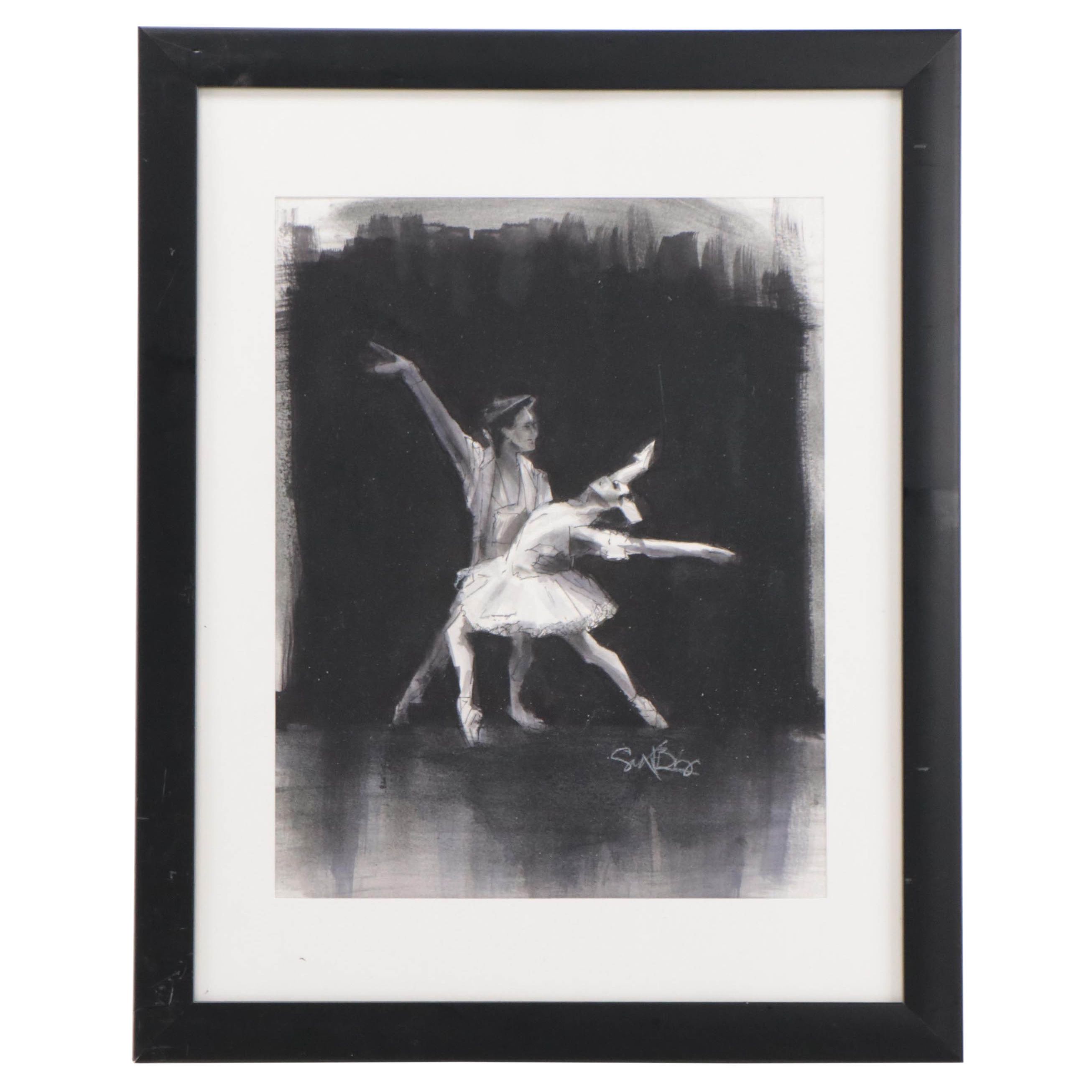 Ink Drawing of Ballet Dancers