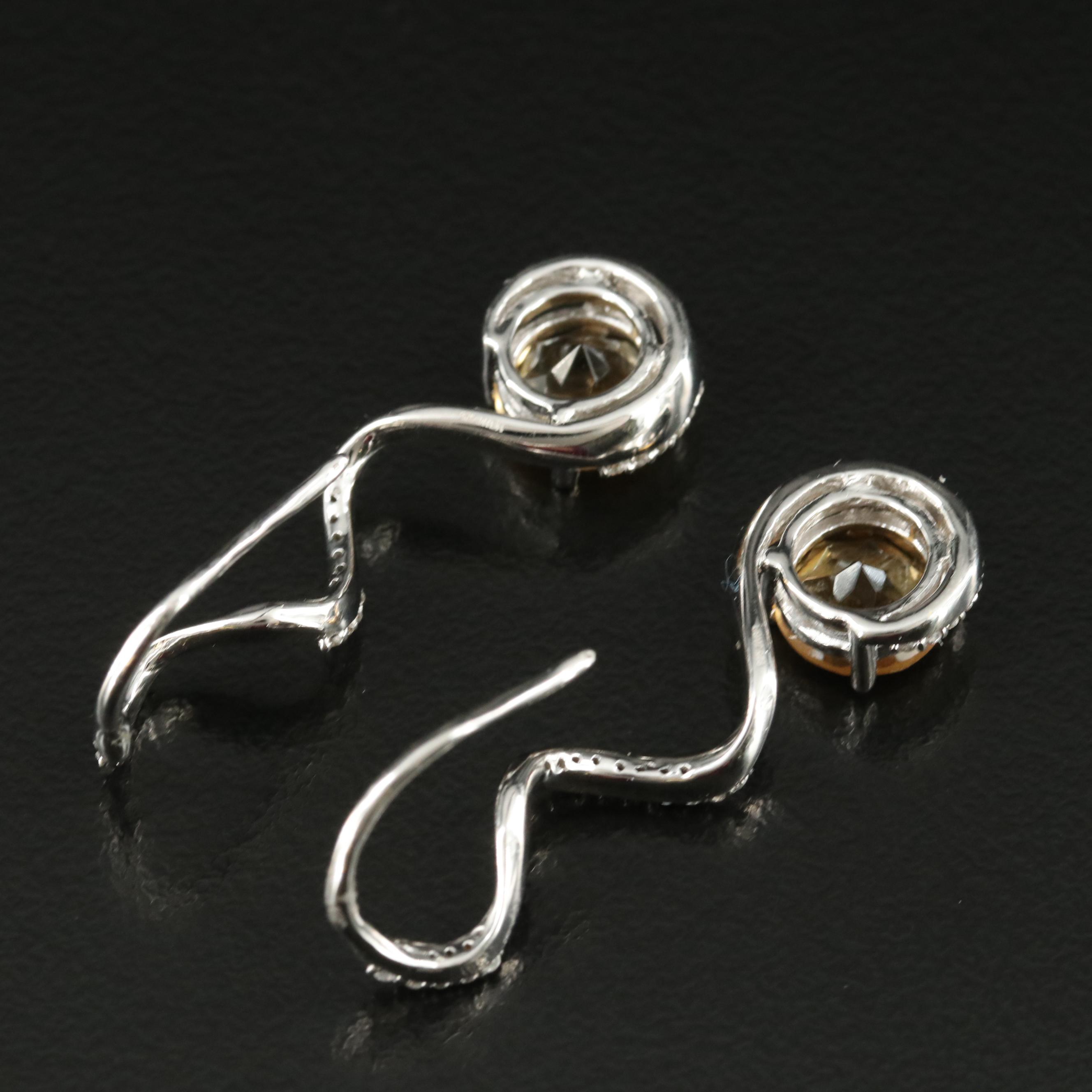 Sterling Citrine and Sapphire Spiral Earrings