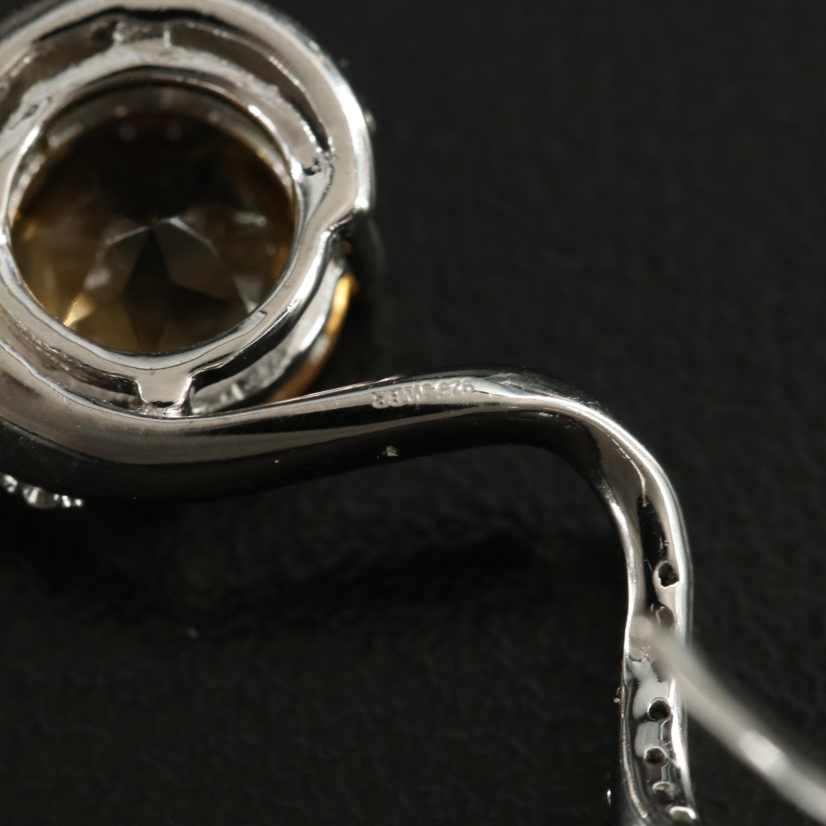 Sterling Citrine and Sapphire Spiral Earrings