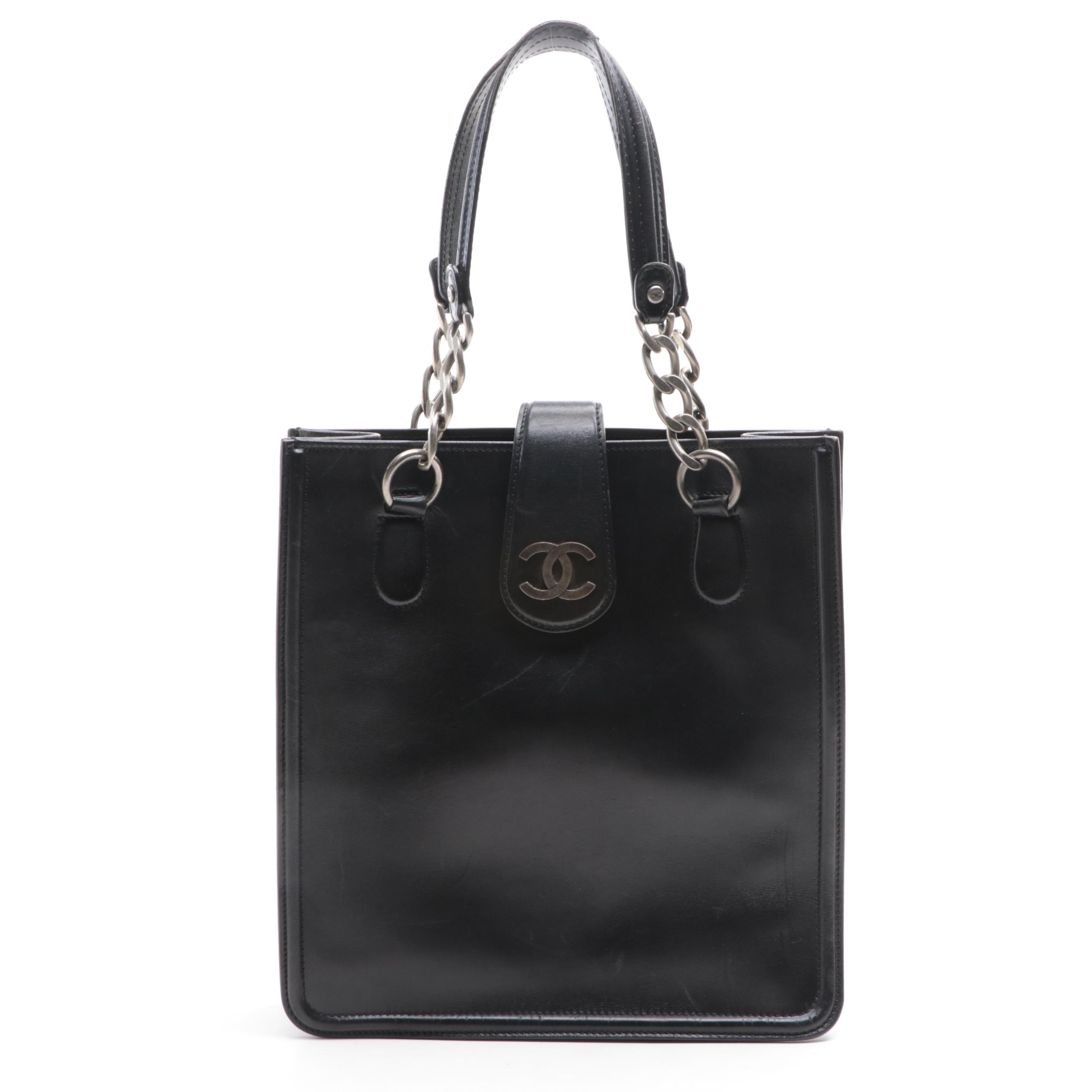 Chanel Tall Tote Bag with Interlocking CC Hardware in Calfskin Leather