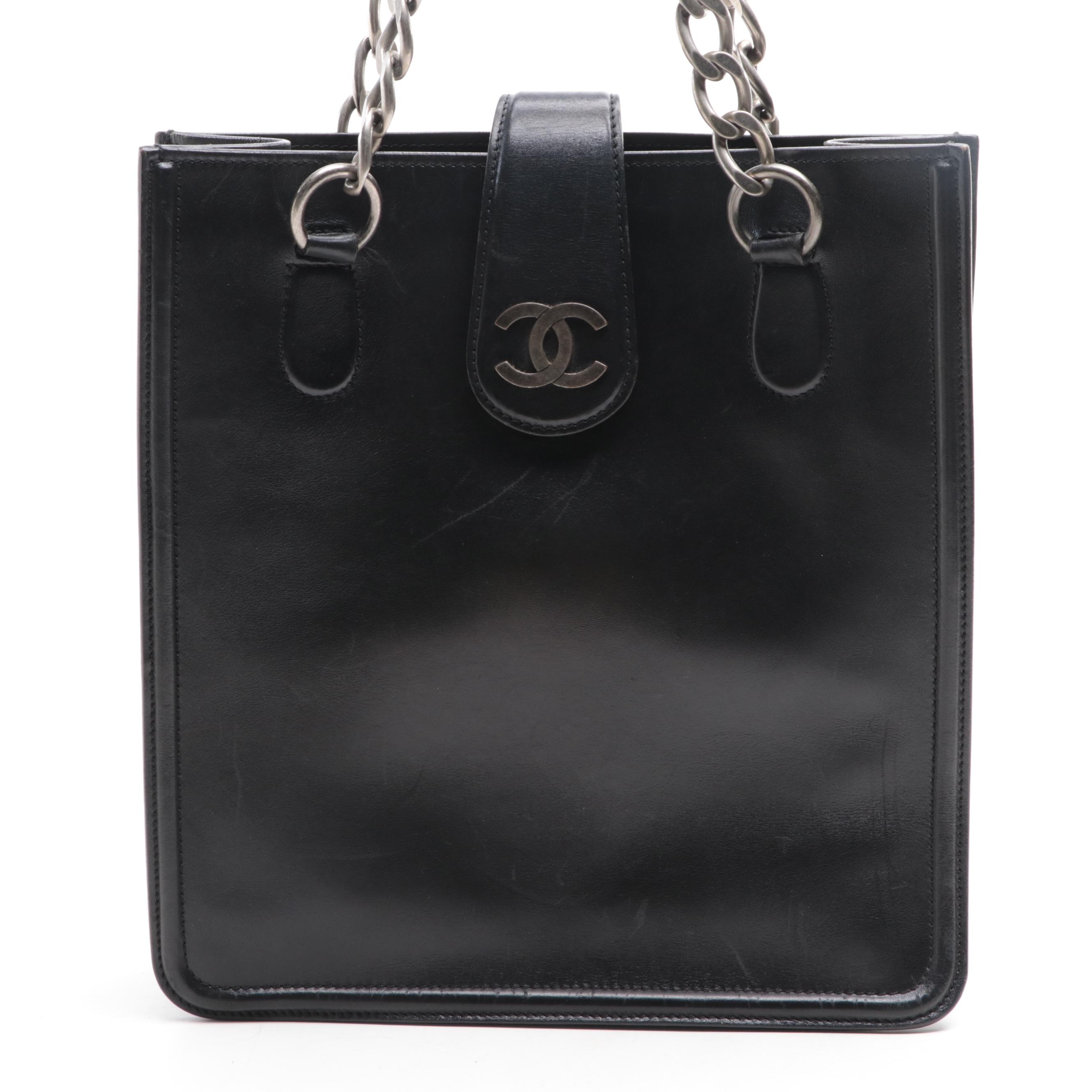 Chanel Tall Tote Bag with Interlocking CC Hardware in Calfskin Leather