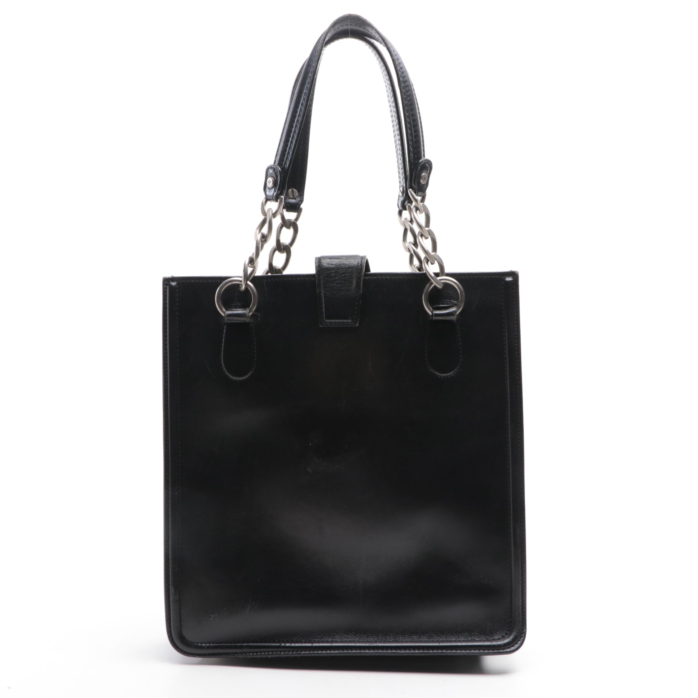 Chanel Tall Tote Bag with Interlocking CC Hardware in Calfskin Leather