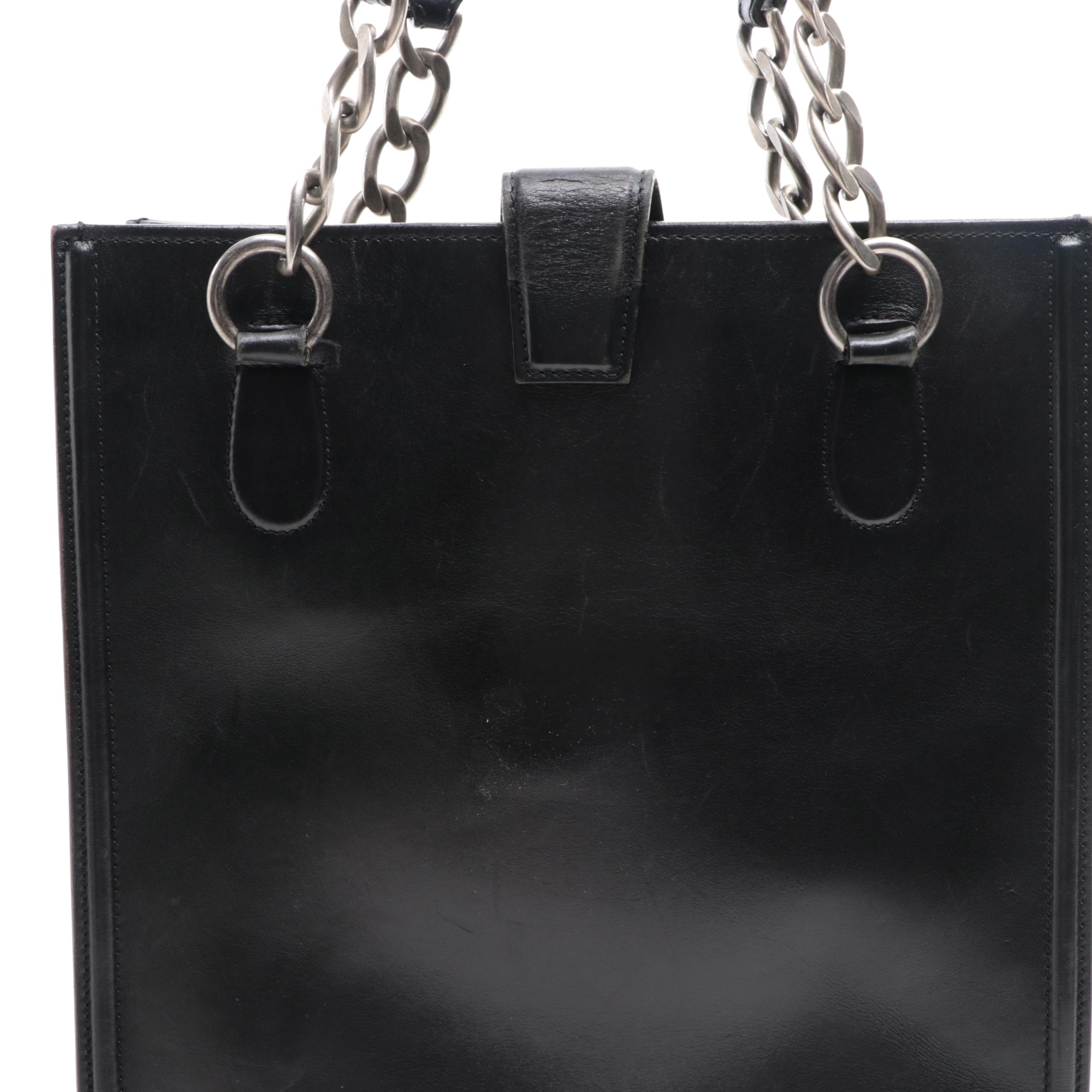Chanel Tall Tote Bag with Interlocking CC Hardware in Calfskin Leather