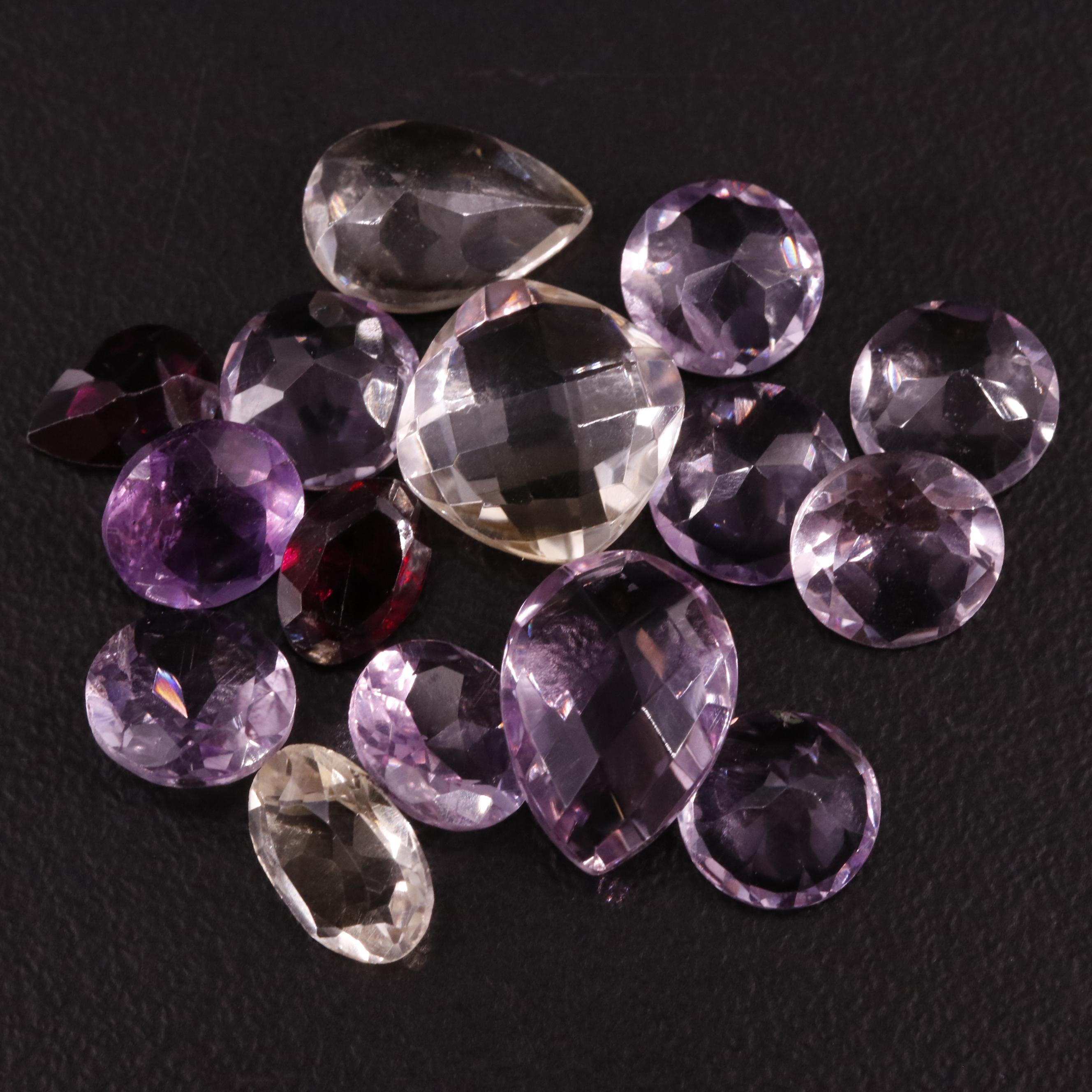 Loose 18.72 CTW Amethyst, Citrine, and Garnet Lot