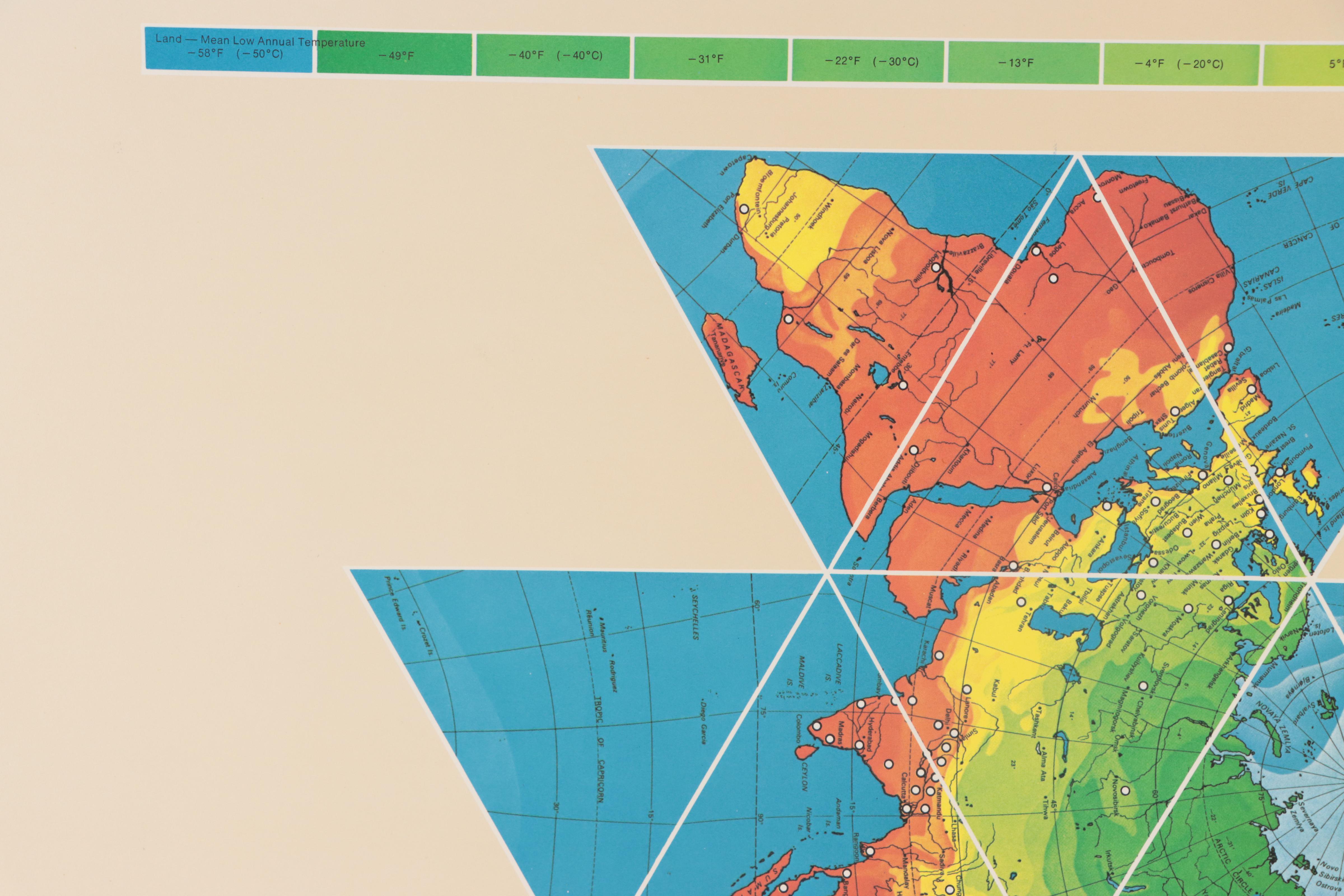 Buckminster Fuller Halftone Map "Dymaxion Airocean World Map," 1979