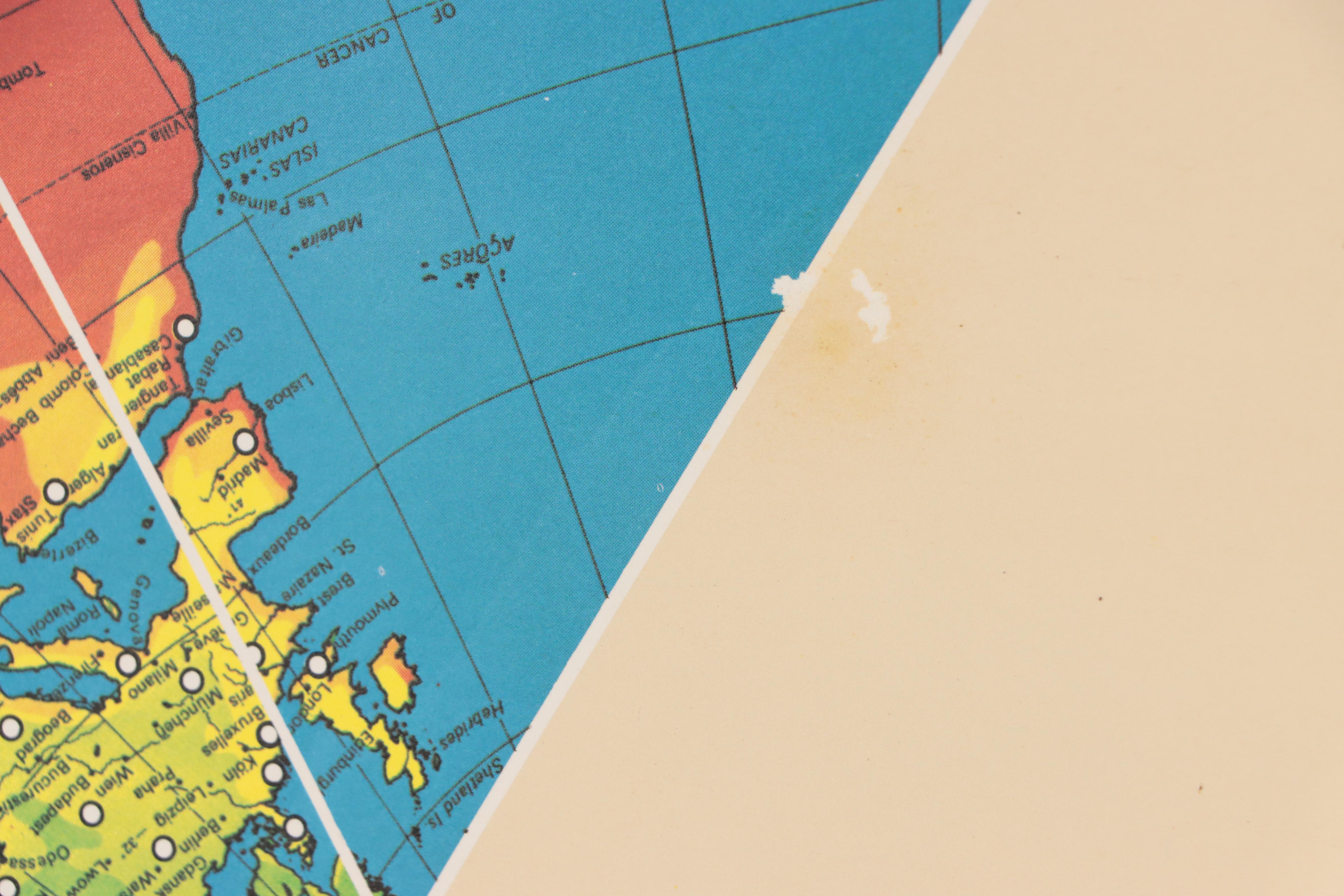 Buckminster Fuller Halftone Map "Dymaxion Airocean World Map," 1979