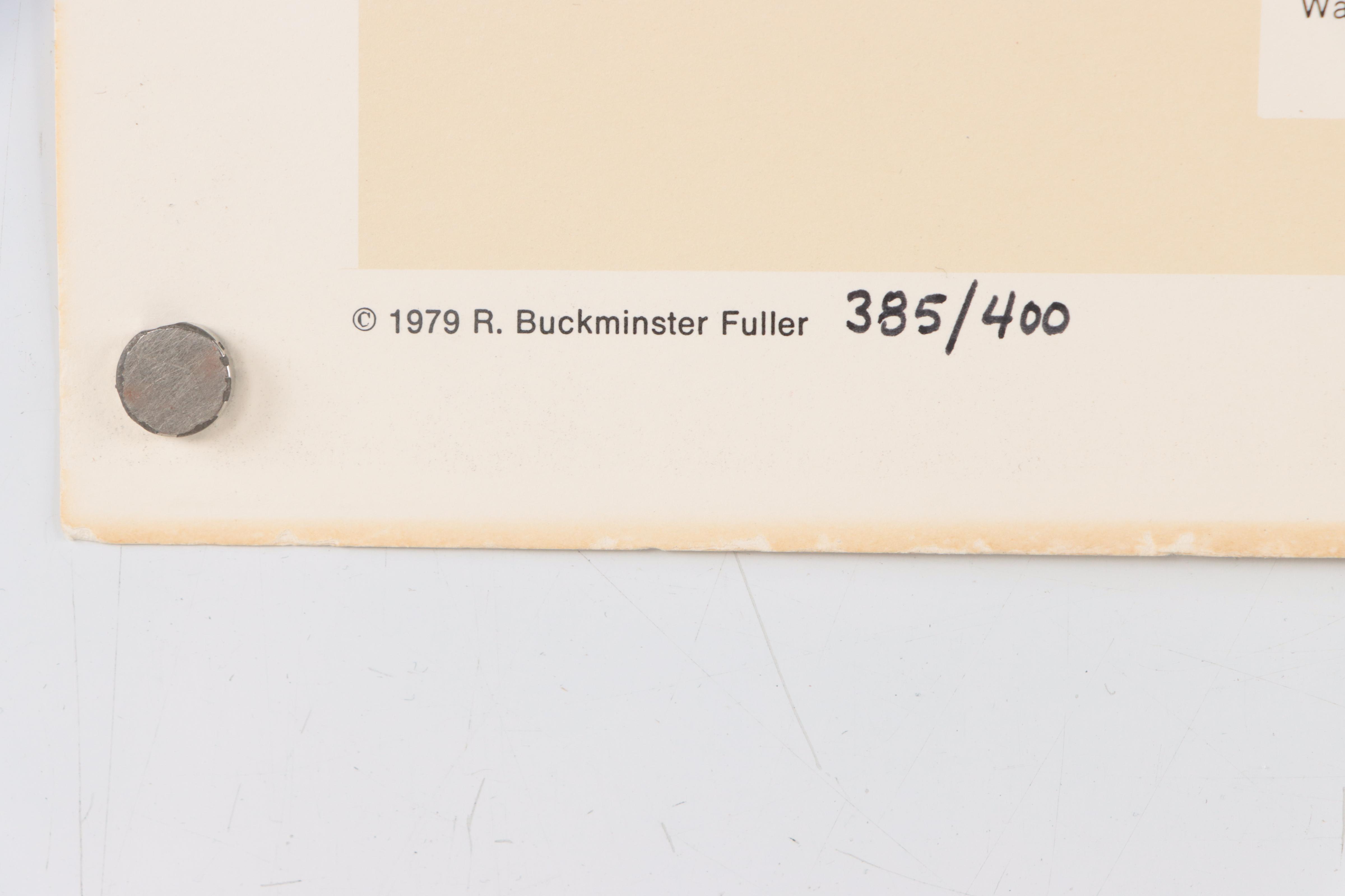 Buckminster Fuller Halftone Map "Dymaxion Airocean World Map," 1979