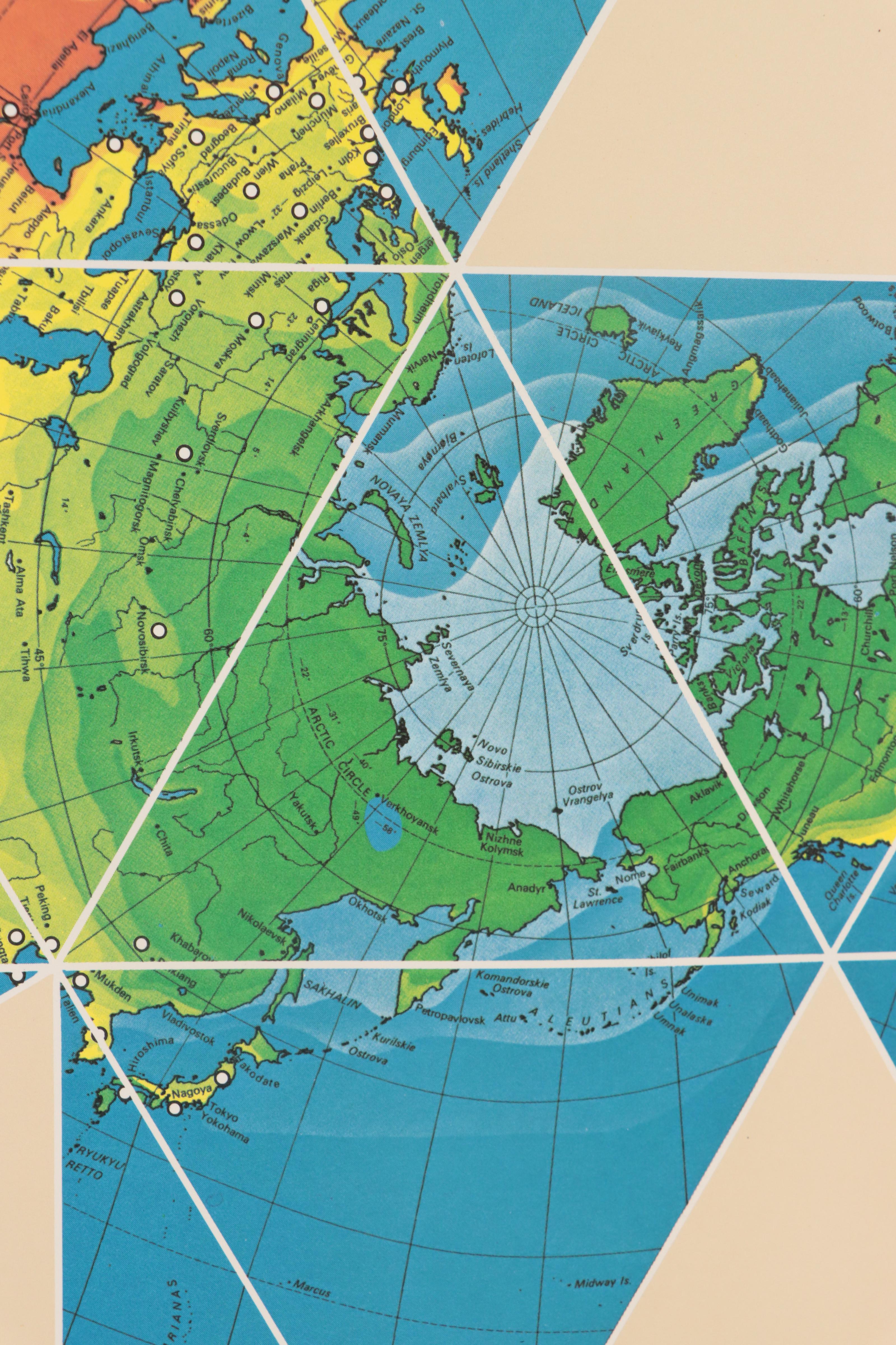 Buckminster Fuller Halftone Map "Dymaxion Airocean World Map," 1979