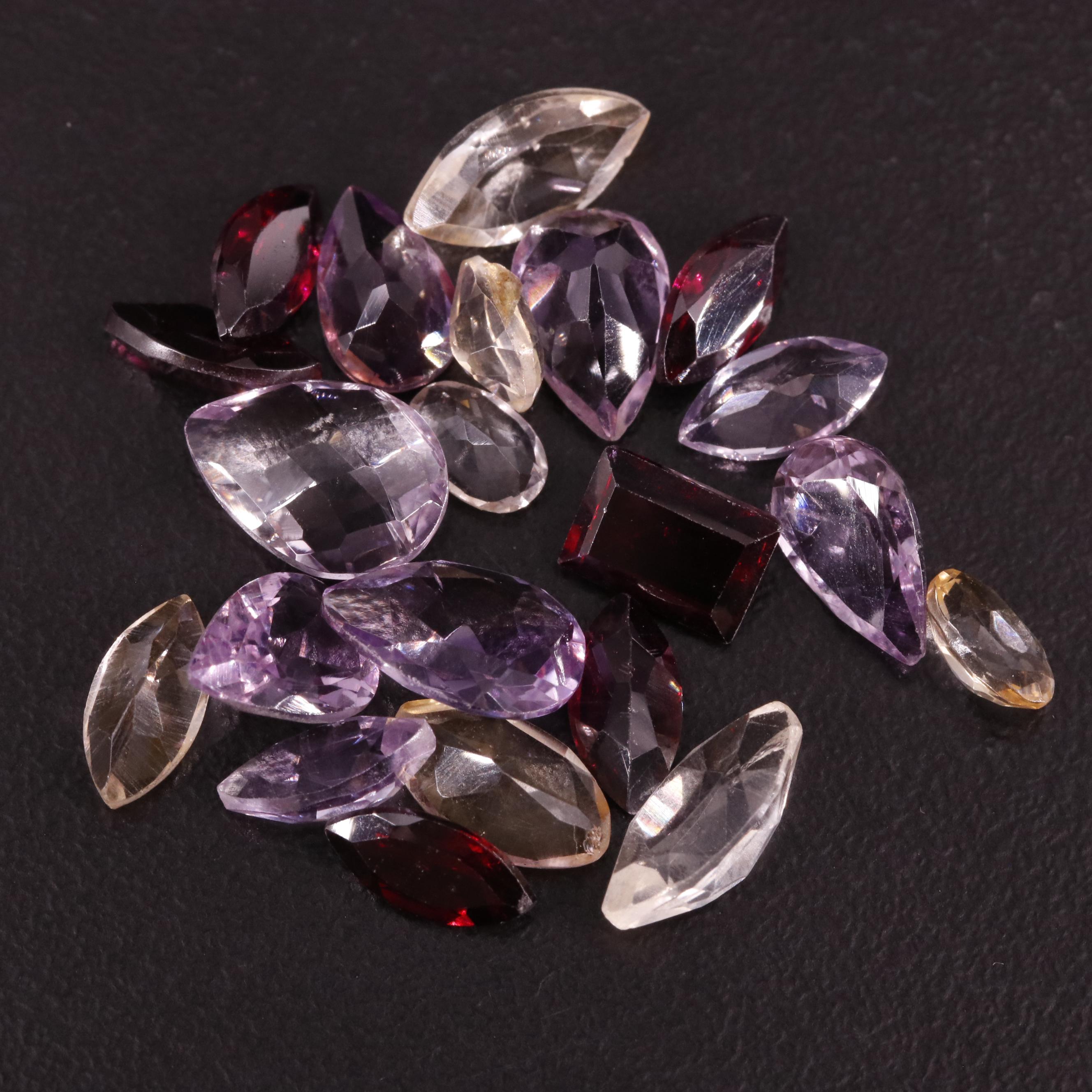 Loose 18.18 CTW Amethyst, Citrine, and Garnet Lot
