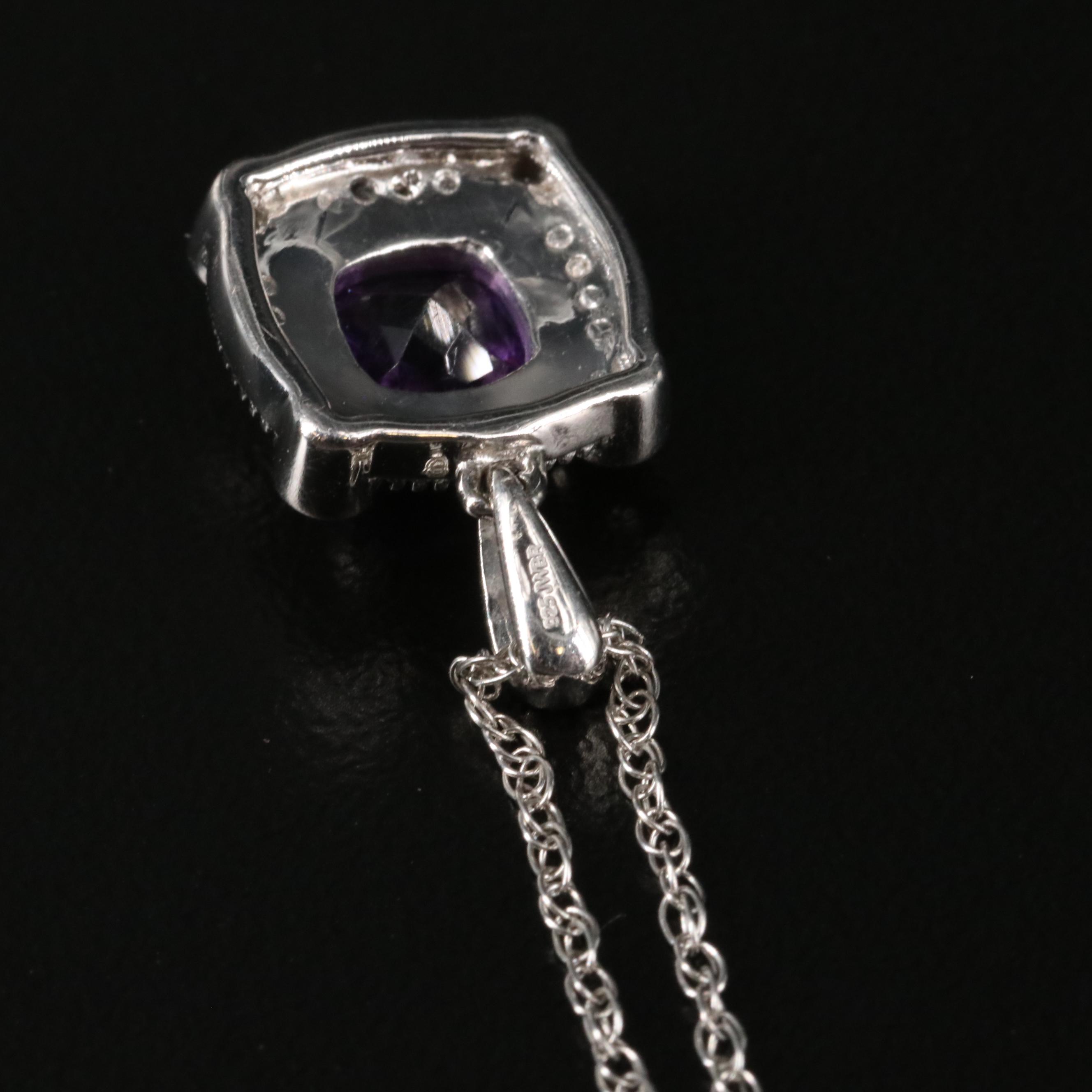 Sterling Amethyst and Sapphire Pendant Necklace