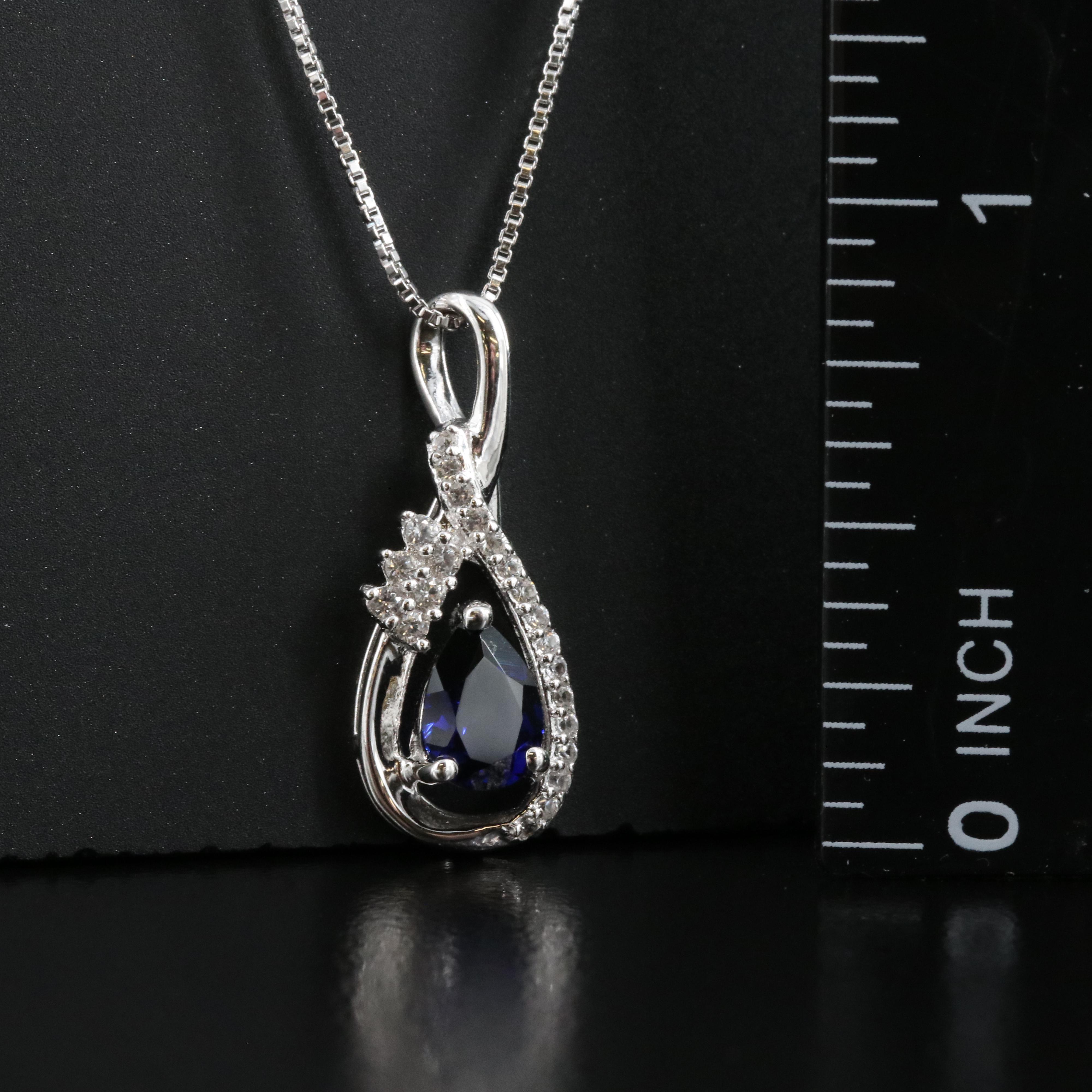 Sterling Sapphire Pendant Necklace