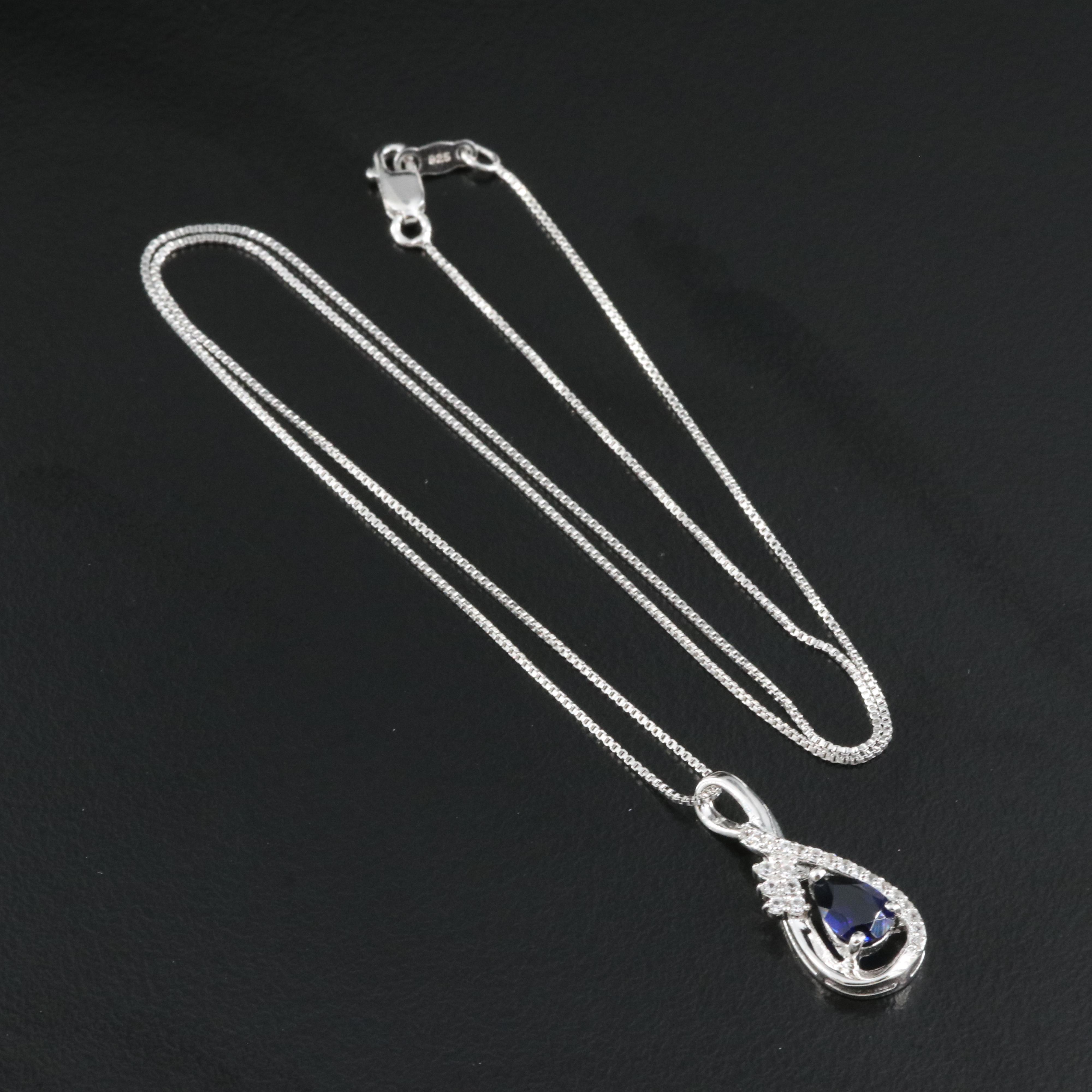 Sterling Sapphire Pendant Necklace