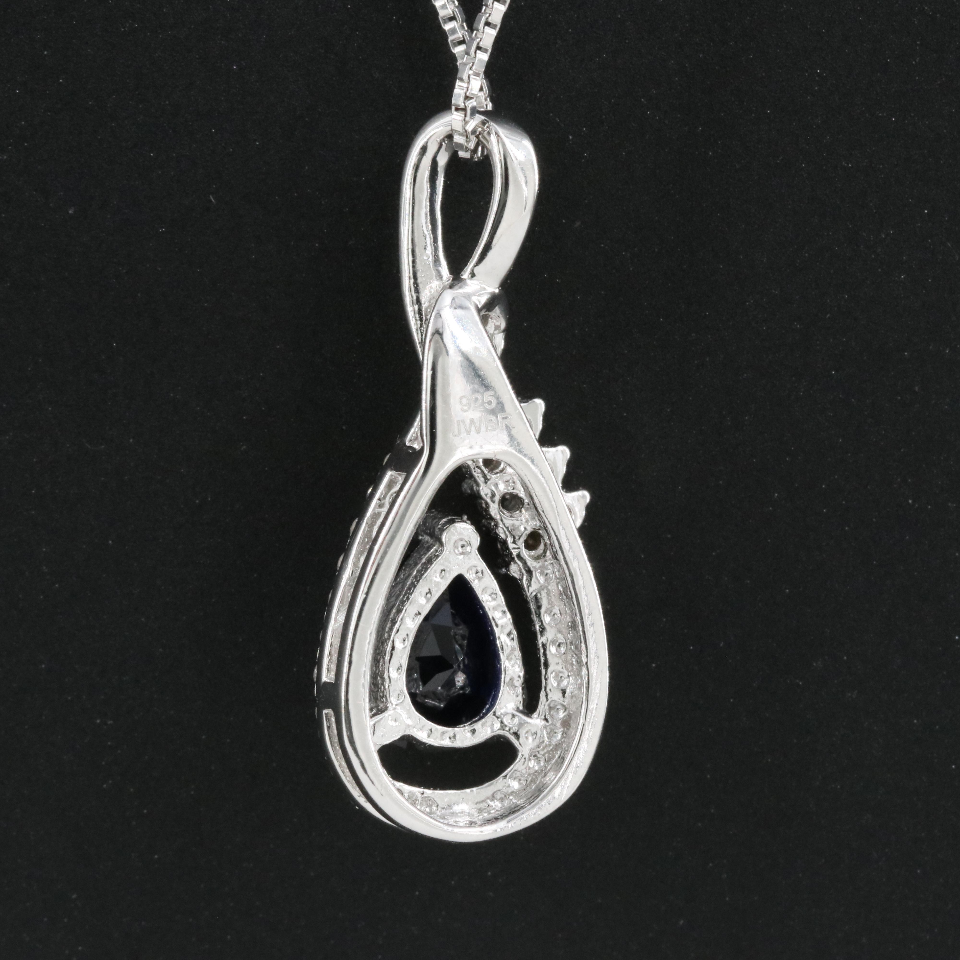 Sterling Sapphire Pendant Necklace