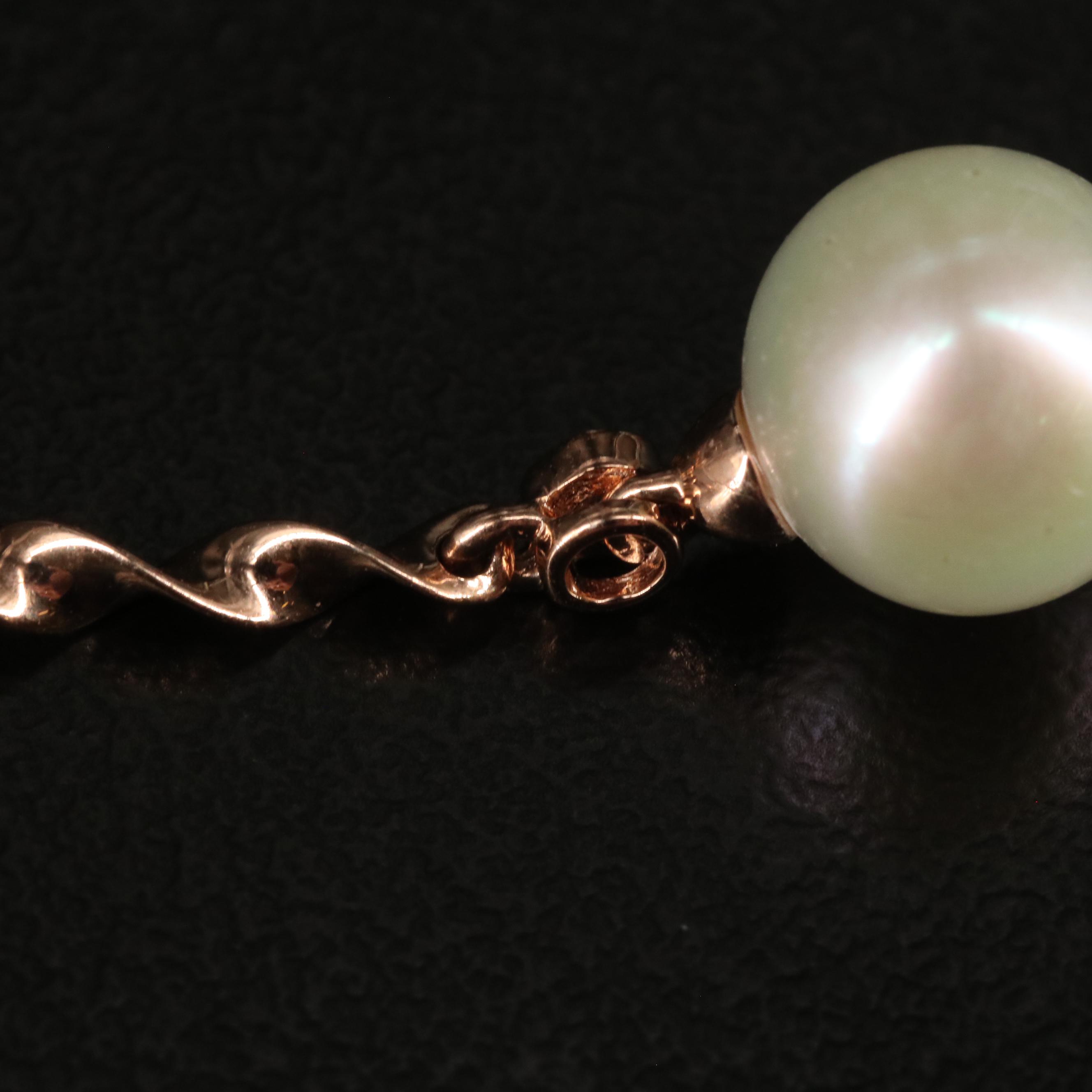 14K Pearl and Diamond Drop Earrings