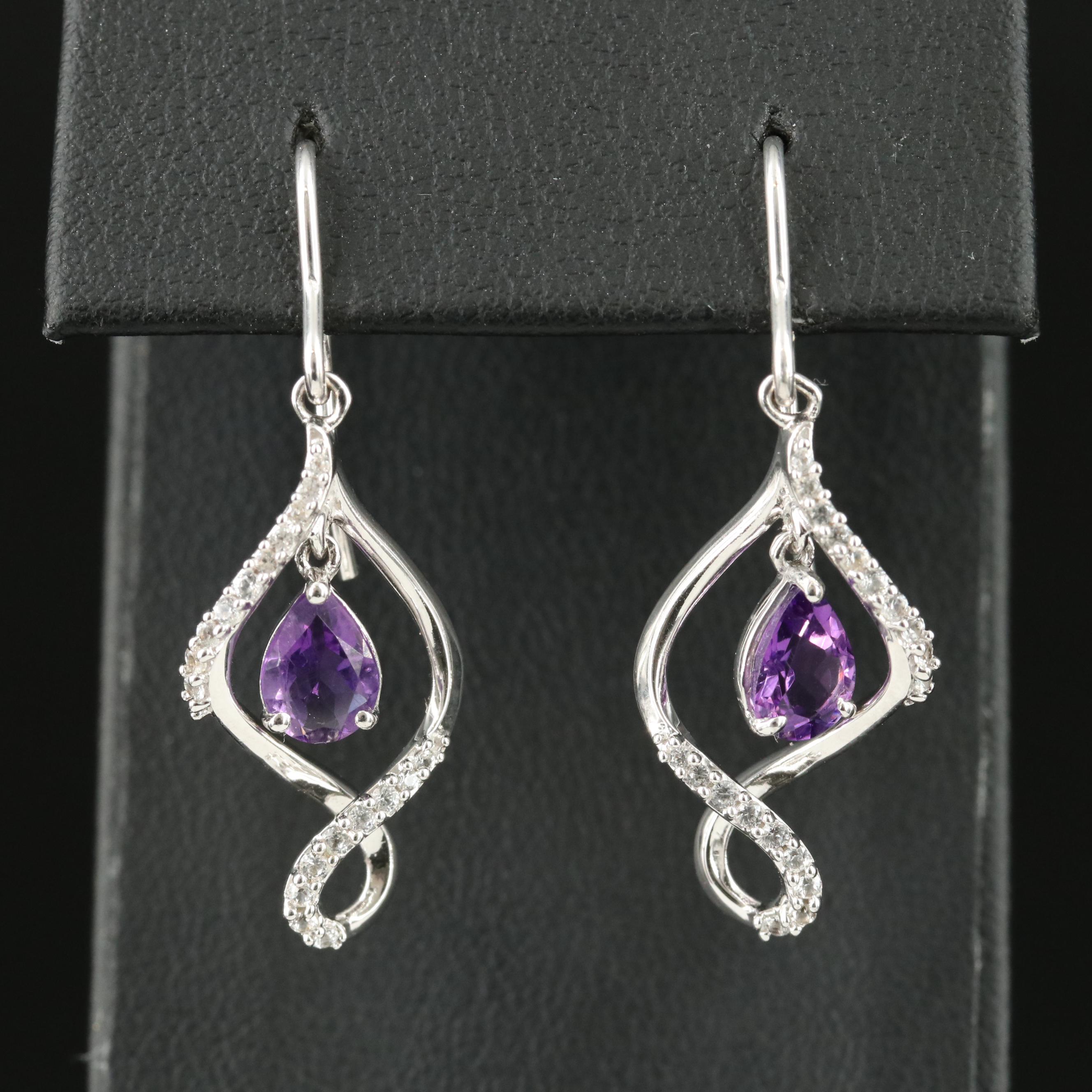 Sterling Amethyst and Sapphire Earrings
