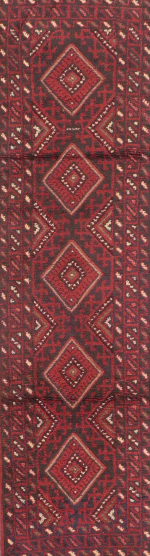 1'10 x 8'1 Hand-Knotted Afghan Mixed Technique Carpet Runner