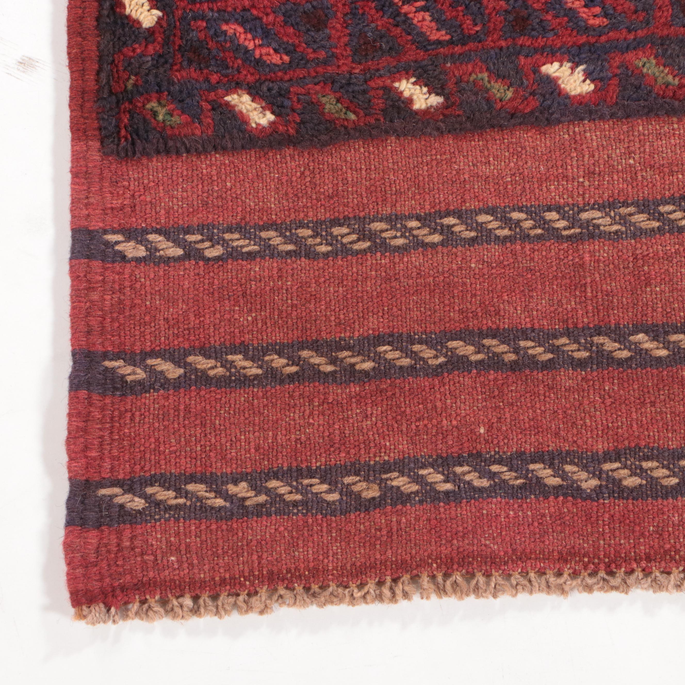 1'10 x 8'1 Hand-Knotted Afghan Mixed Technique Carpet Runner