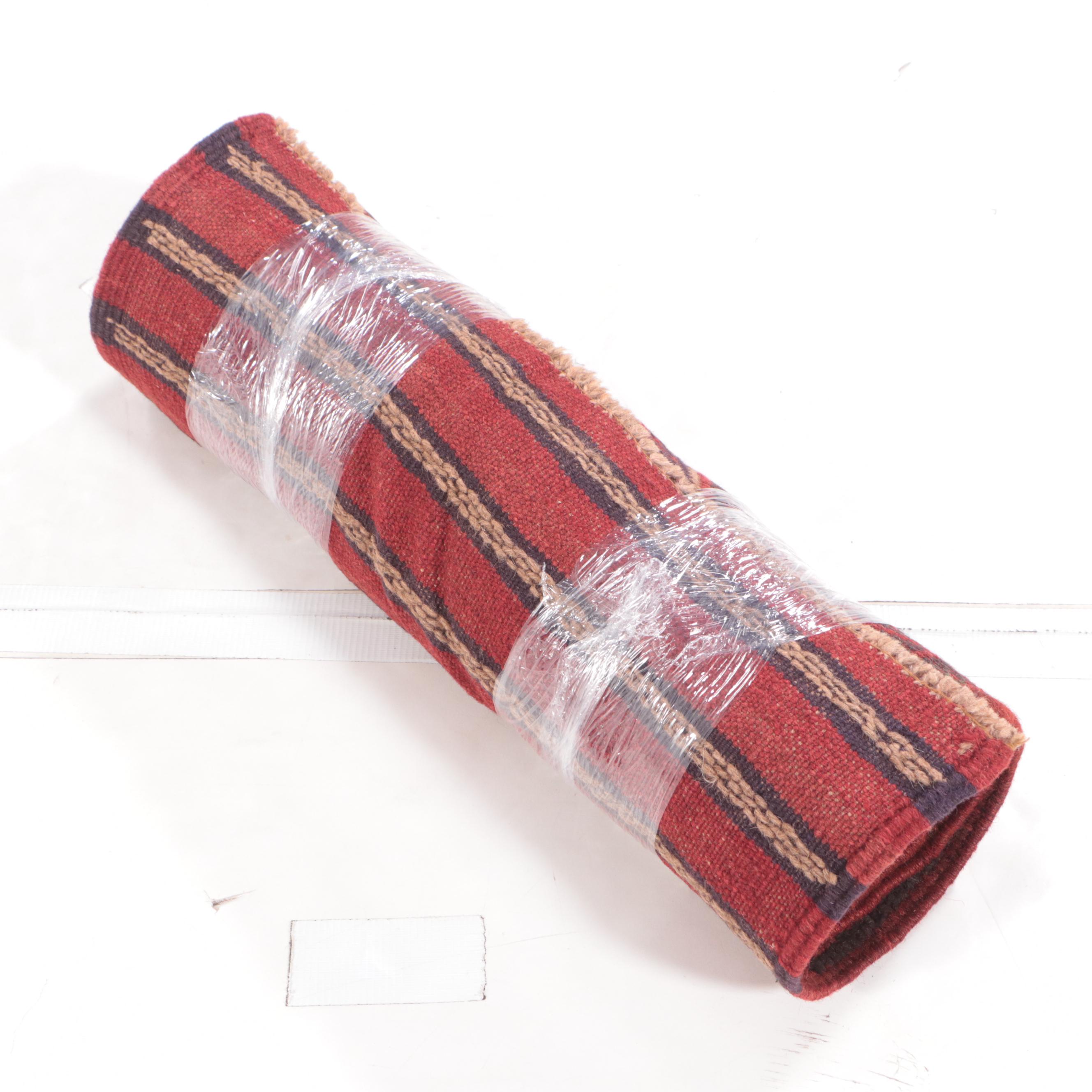 1'10 x 8'1 Hand-Knotted Afghan Mixed Technique Carpet Runner