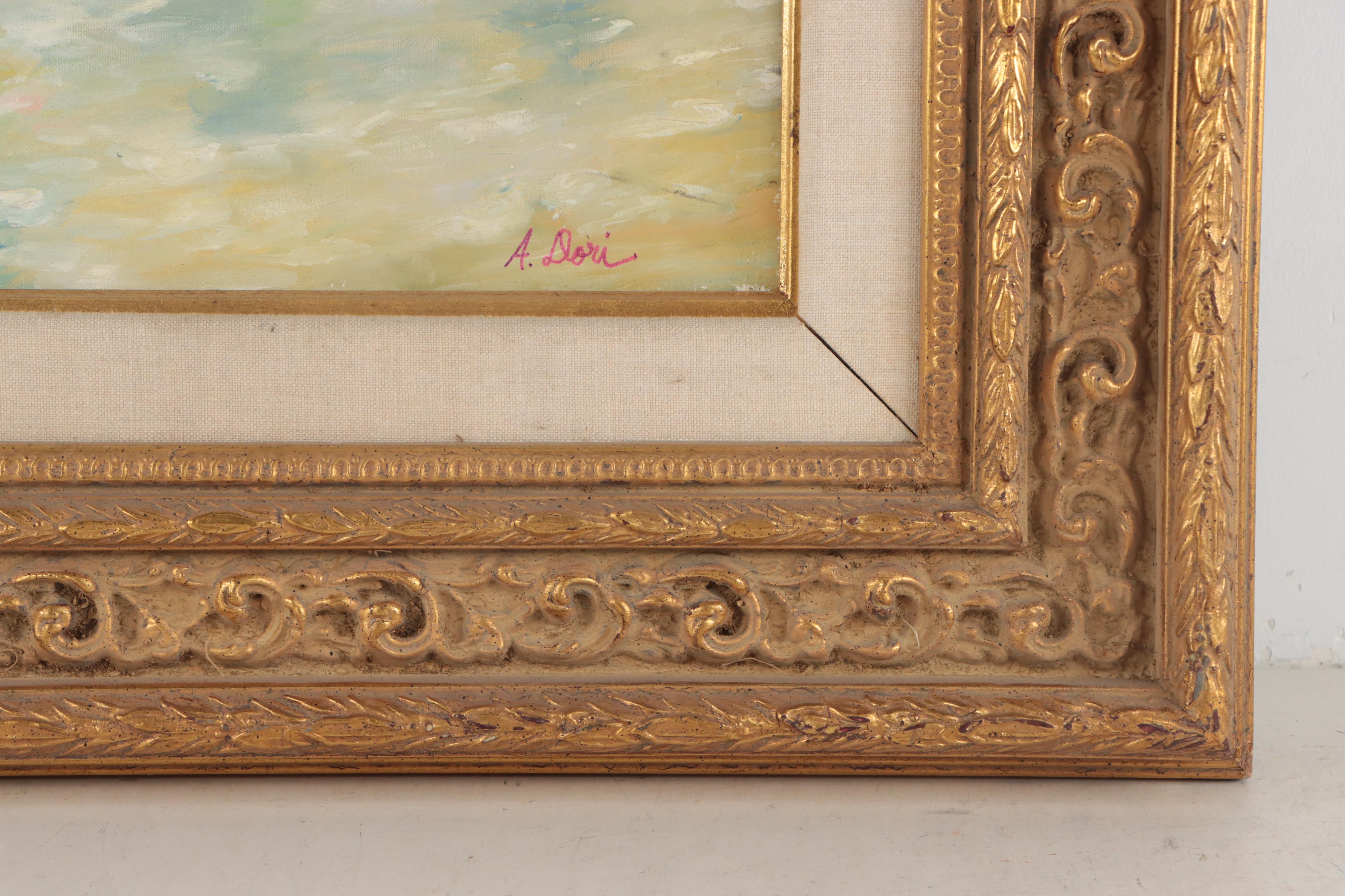 Andrea Dori Oil Painting of Children on the Beach After Hélène Léveillée