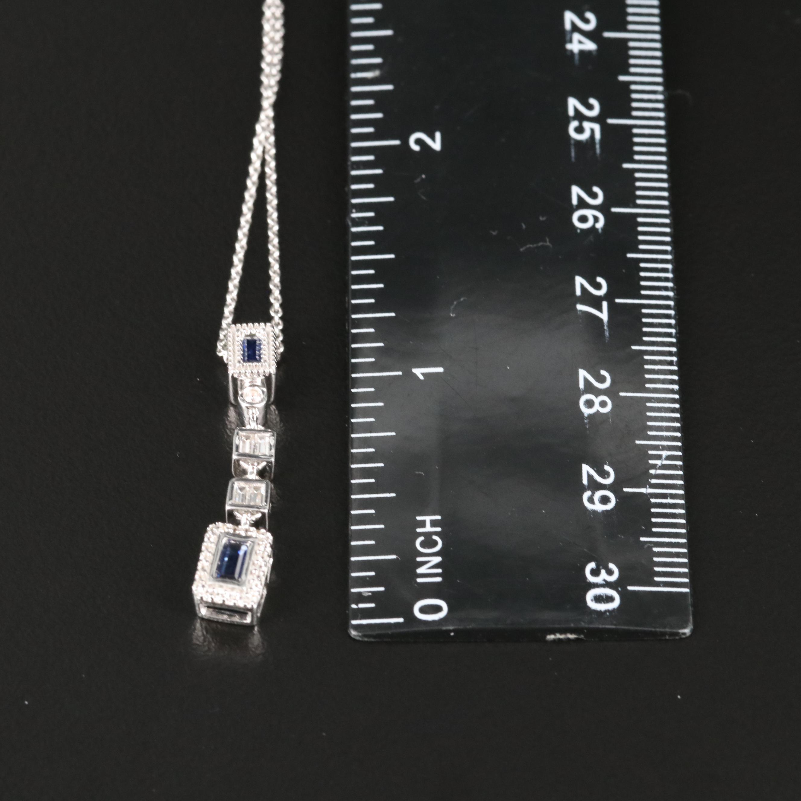 Sterling Sapphire Drop Pendant Necklace