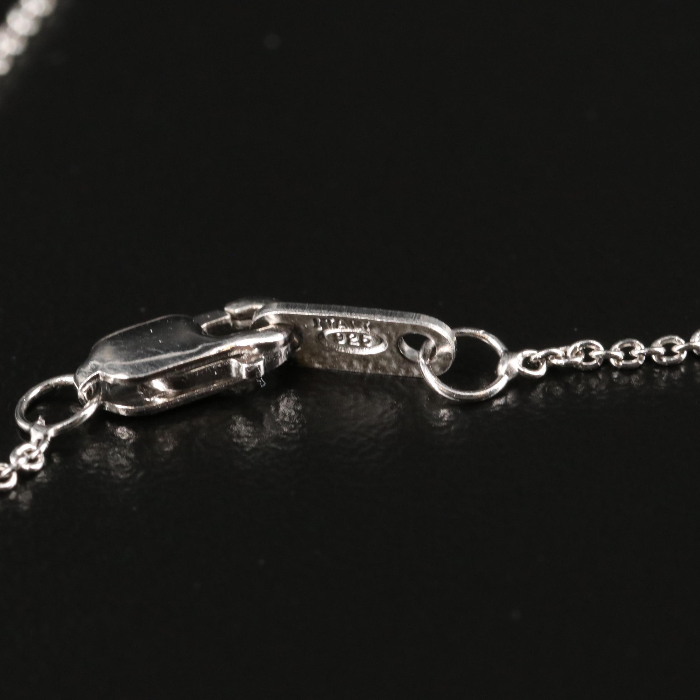 Sterling Sapphire Drop Pendant Necklace
