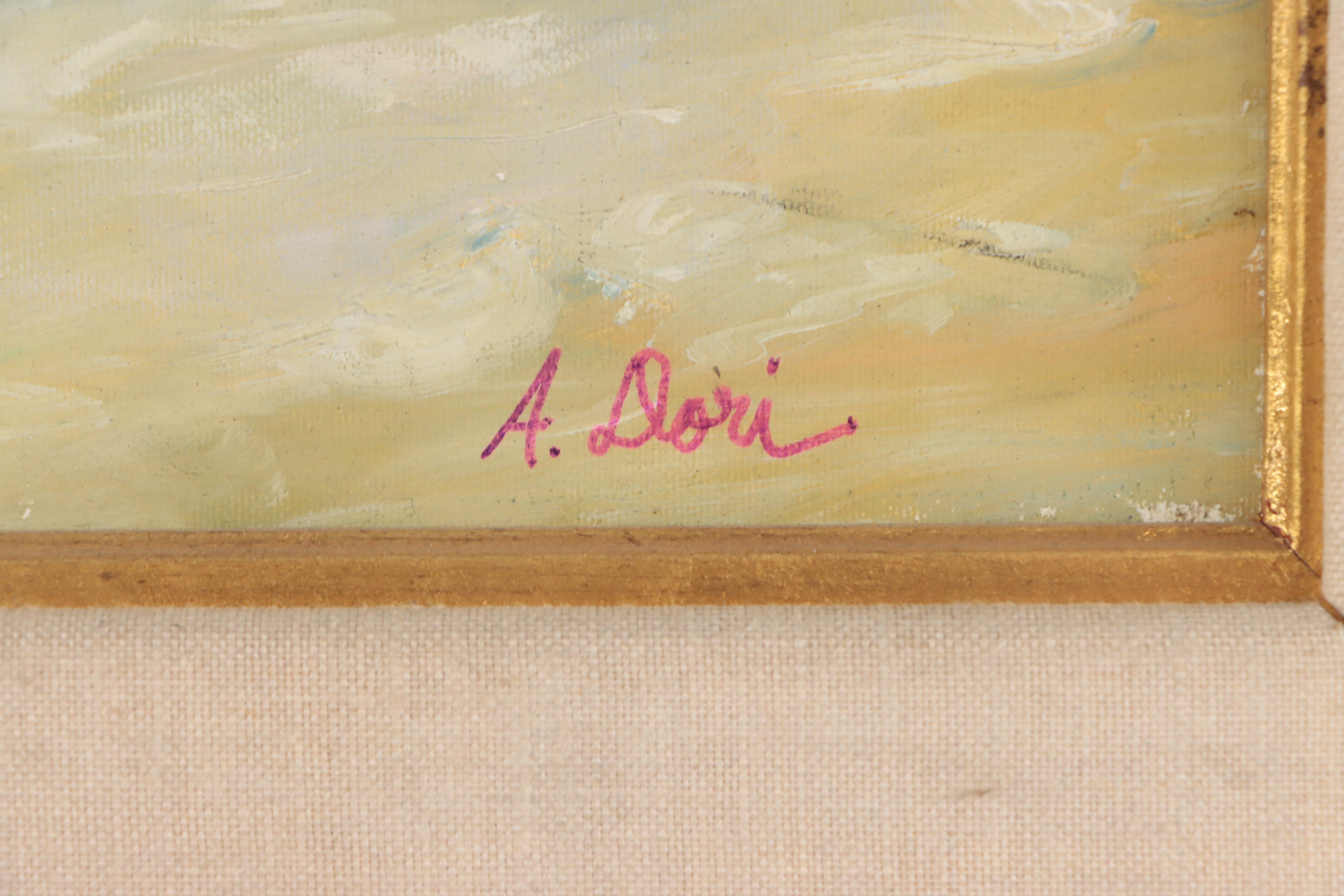 Andrea Dori Oil Painting of Children on the Beach After Hélène Léveillée