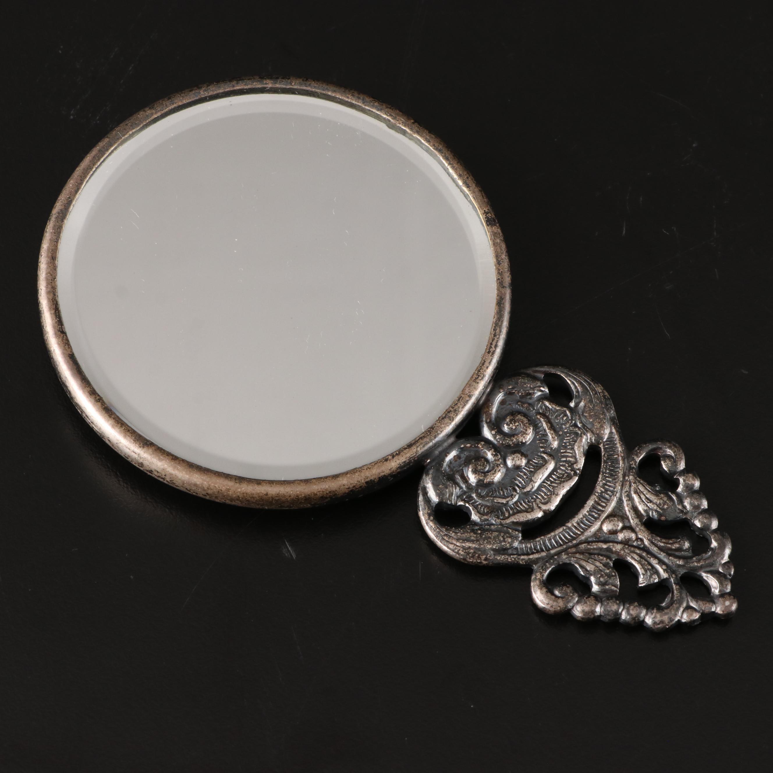 Hans Jensen Repoussé Silver Plate Comb and Mirror with Silver Box and Bowl