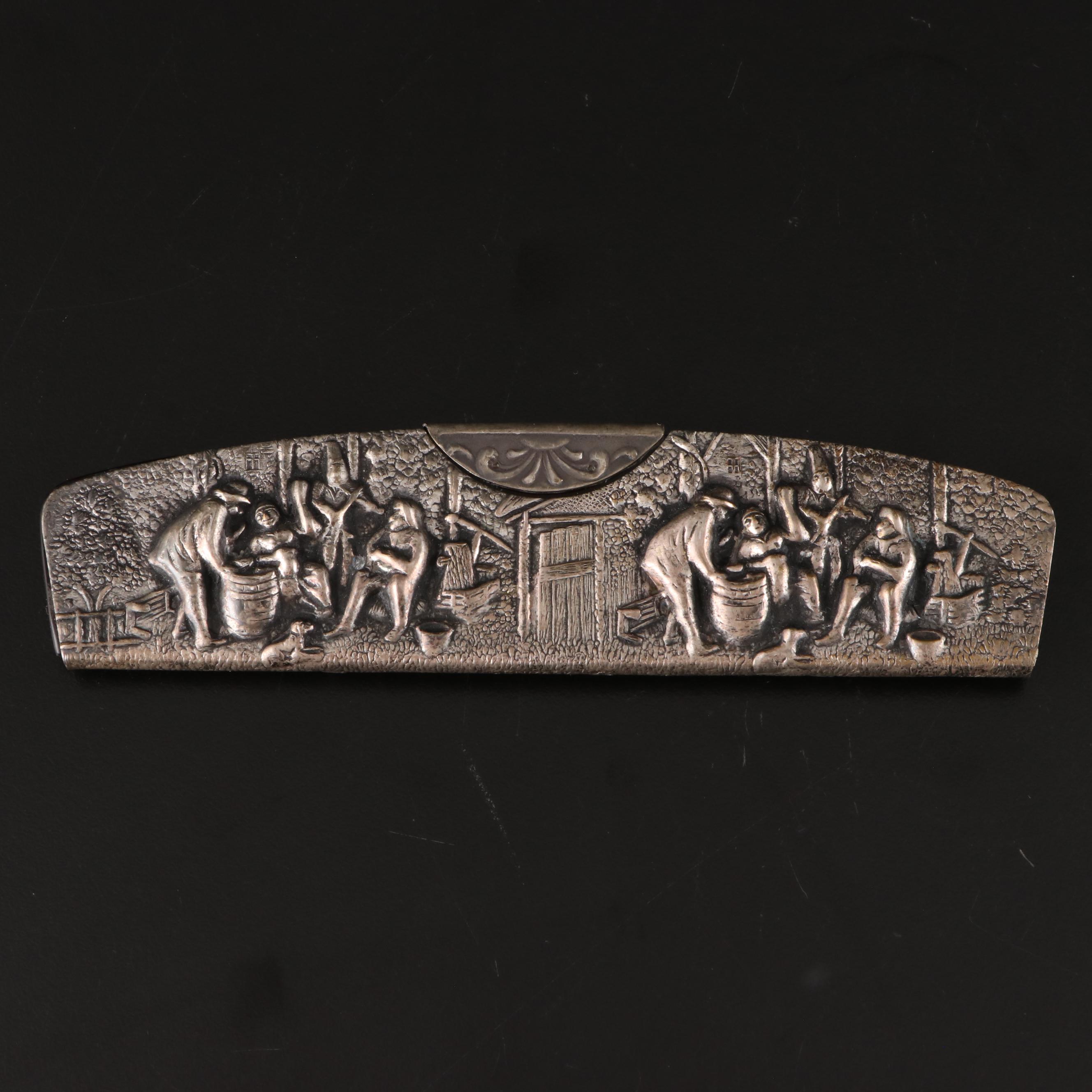 Hans Jensen Repoussé Silver Plate Comb and Mirror with Silver Box and Bowl